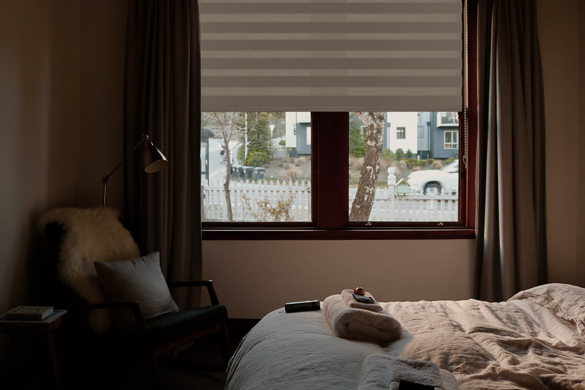 zebra blinds with curtains