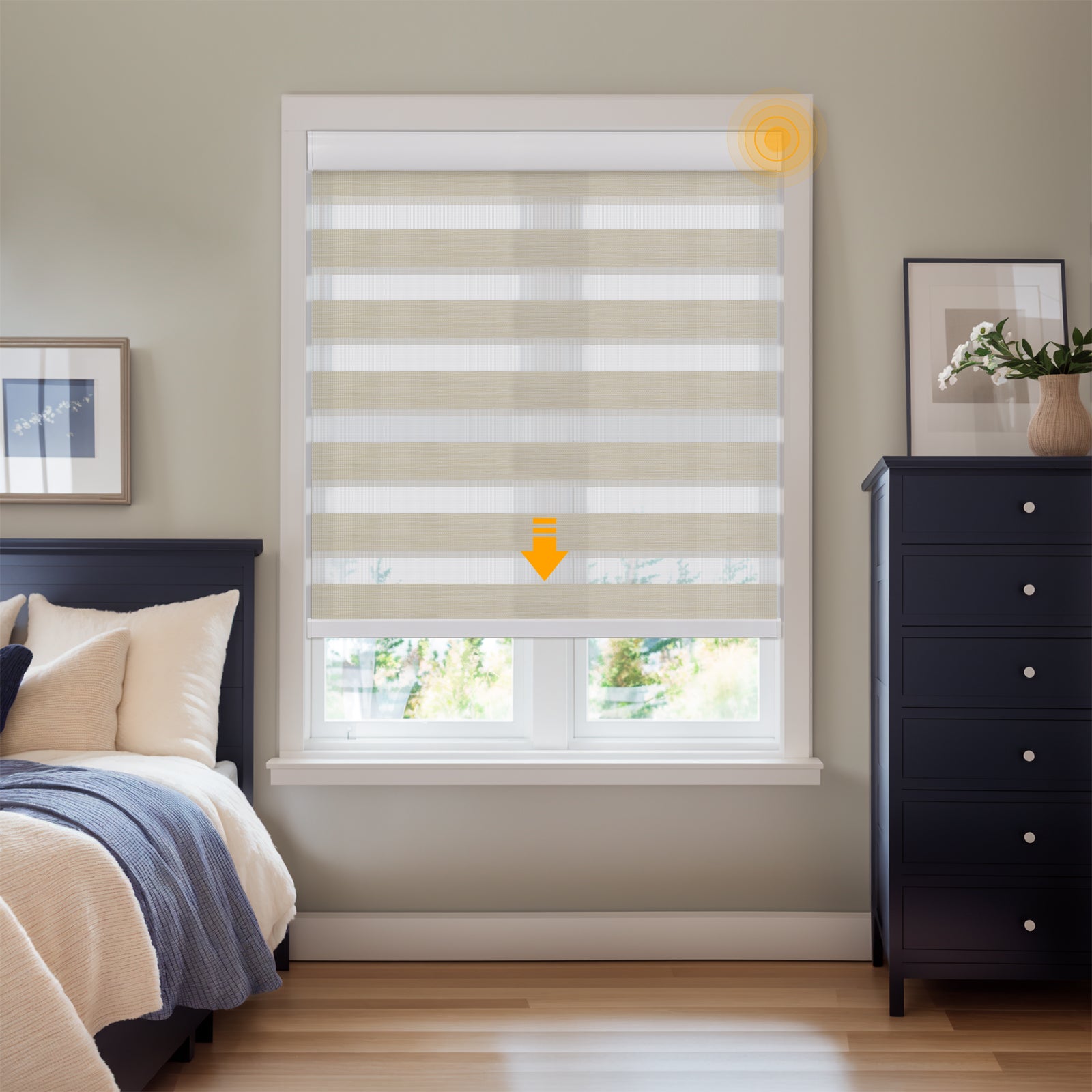 Keego Zebra Shades with Wi-Fi Intelligent Sensor LightYellow222-7626