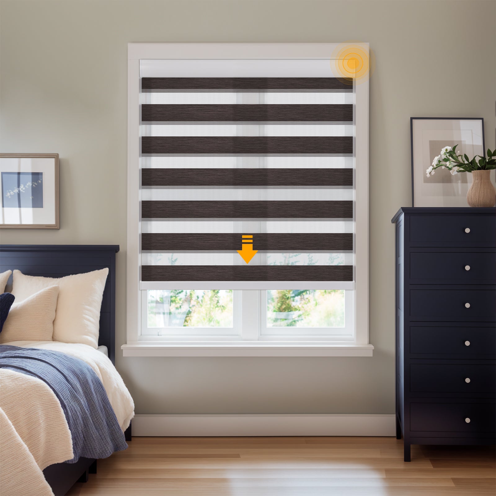 Keego Zebra Shades with Wi-Fi Intelligent Sensor Brown223-7626