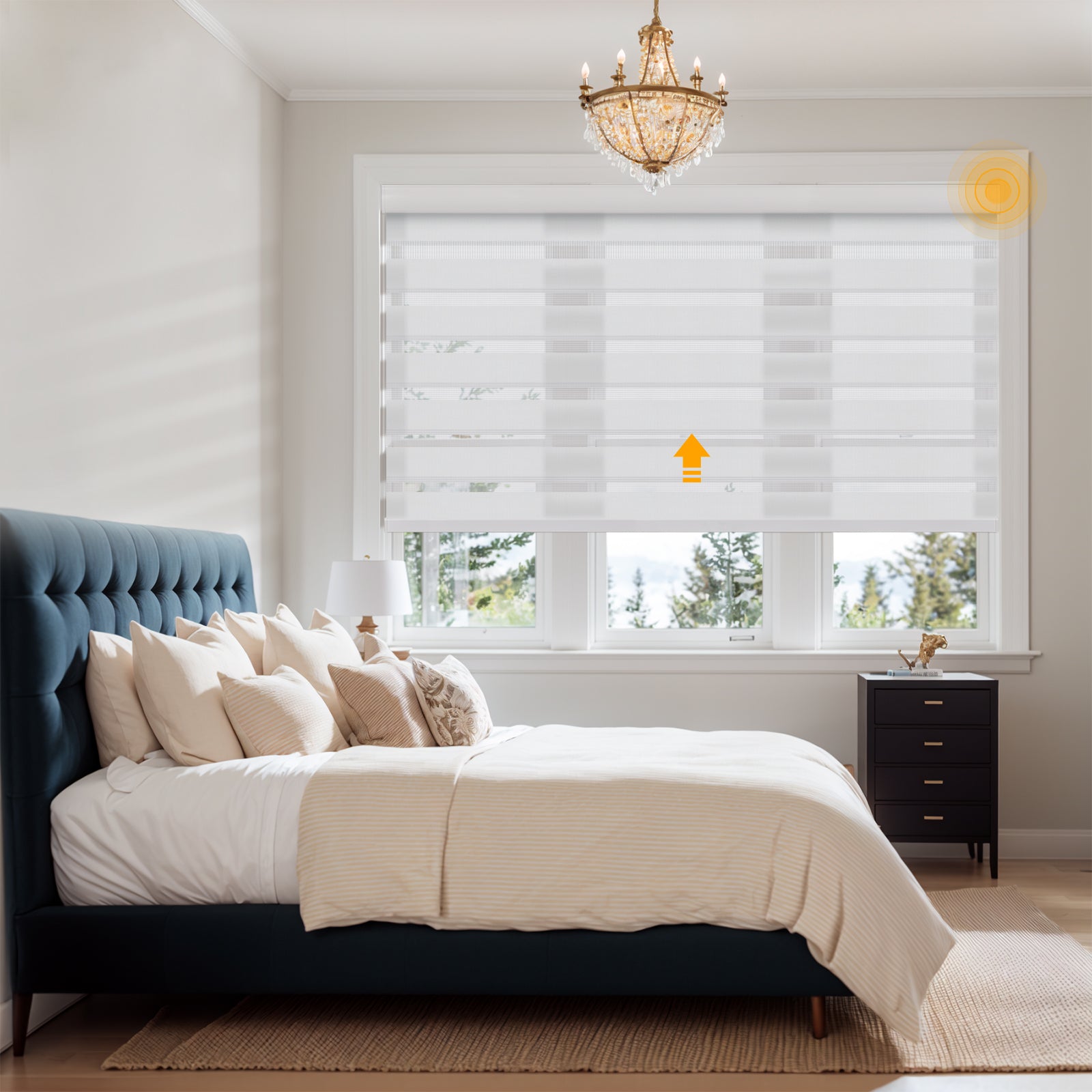 Keego Smart Motorised Zebra Shades with Wi-Fi Intelligent Sensor White015-7626