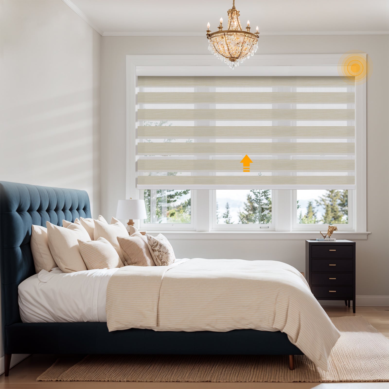 Keego Smart Motorised Zebra Shades with Wi-Fi Intelligent Sensor LightYellow222-7626