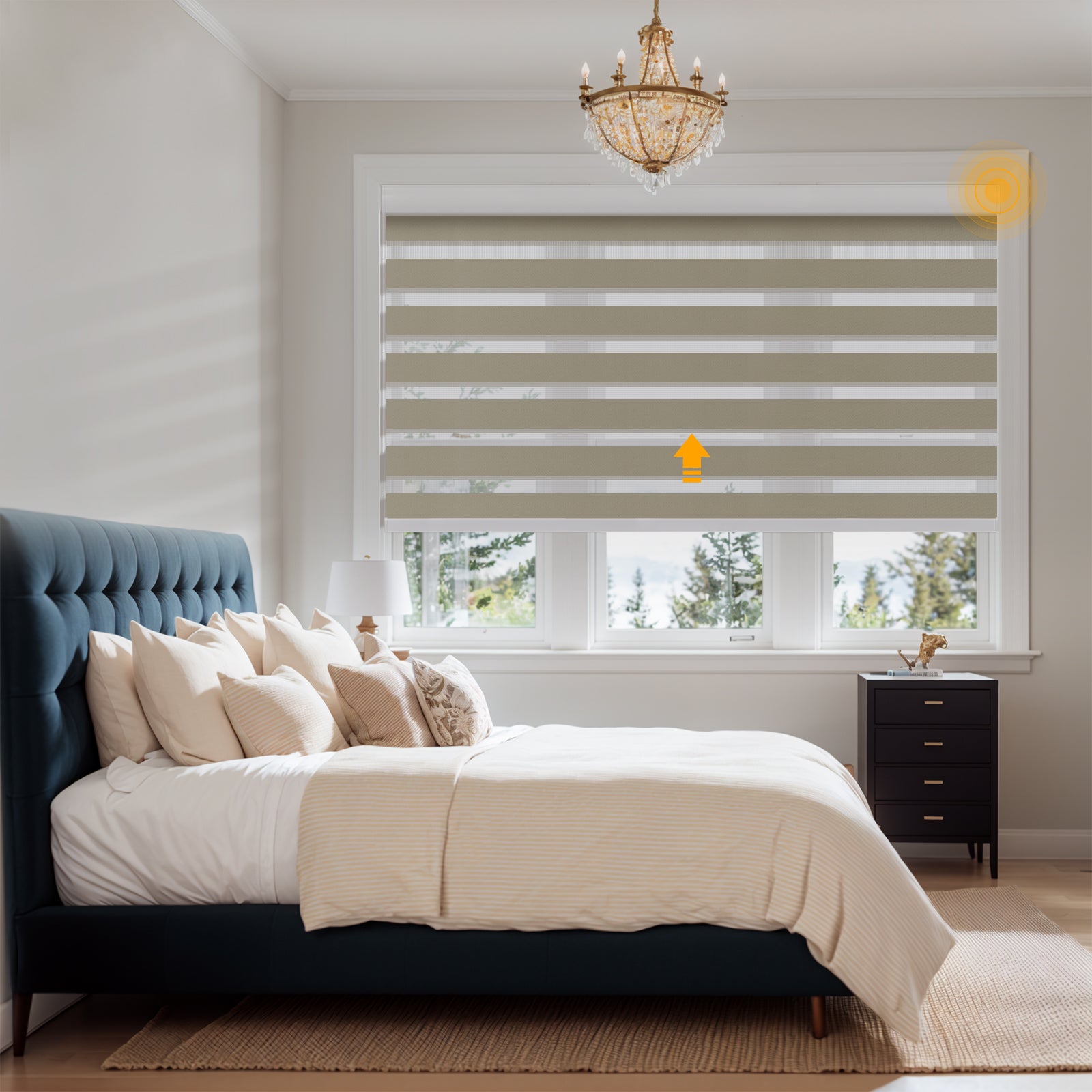 Keego Smart Motorised Zebra Shades with Wi-Fi Intelligent Sensor BurlyWood231-7626