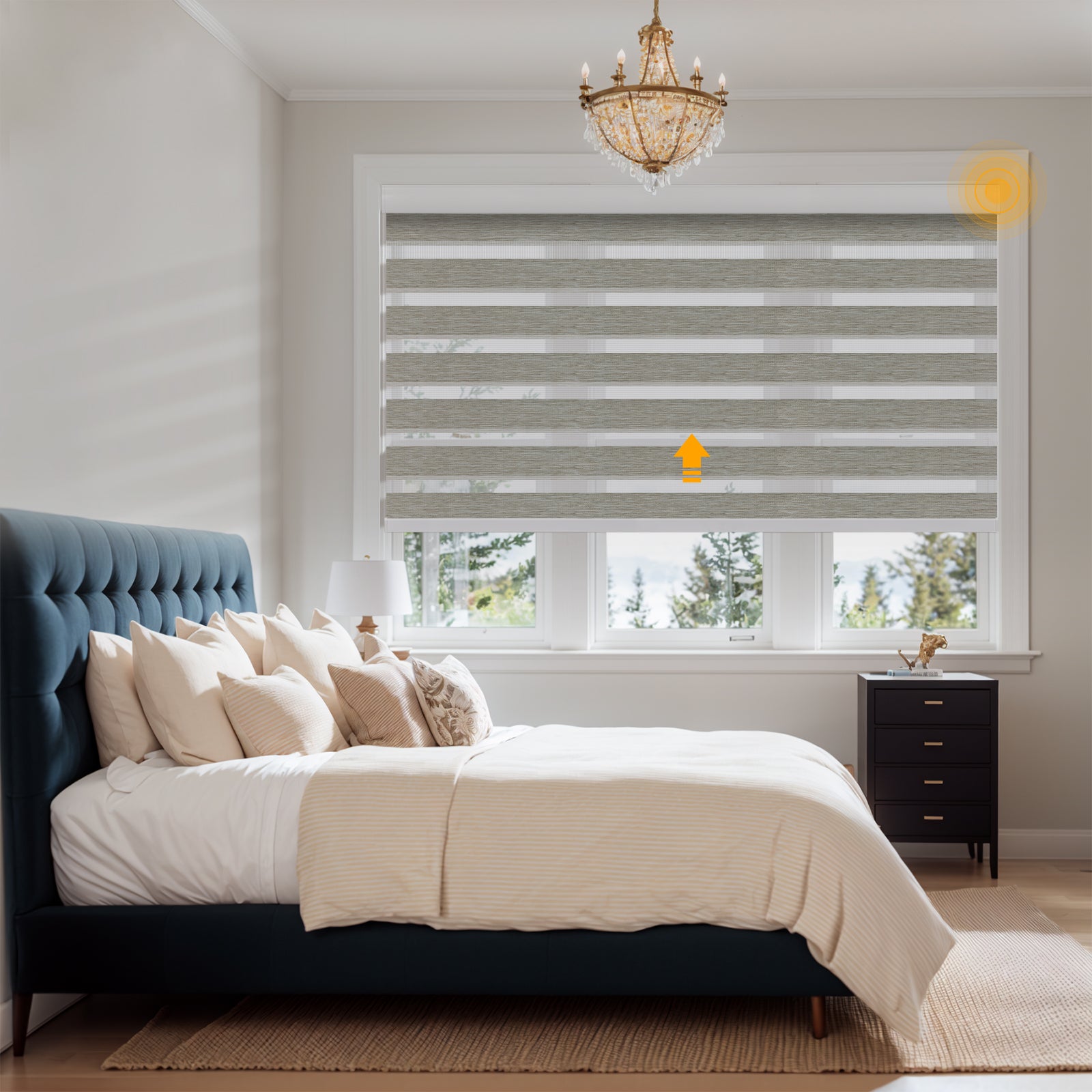 Keego Smart Motorised Zebra Shades with Wi-Fi Intelligent Sensor BurlyWood232-7626