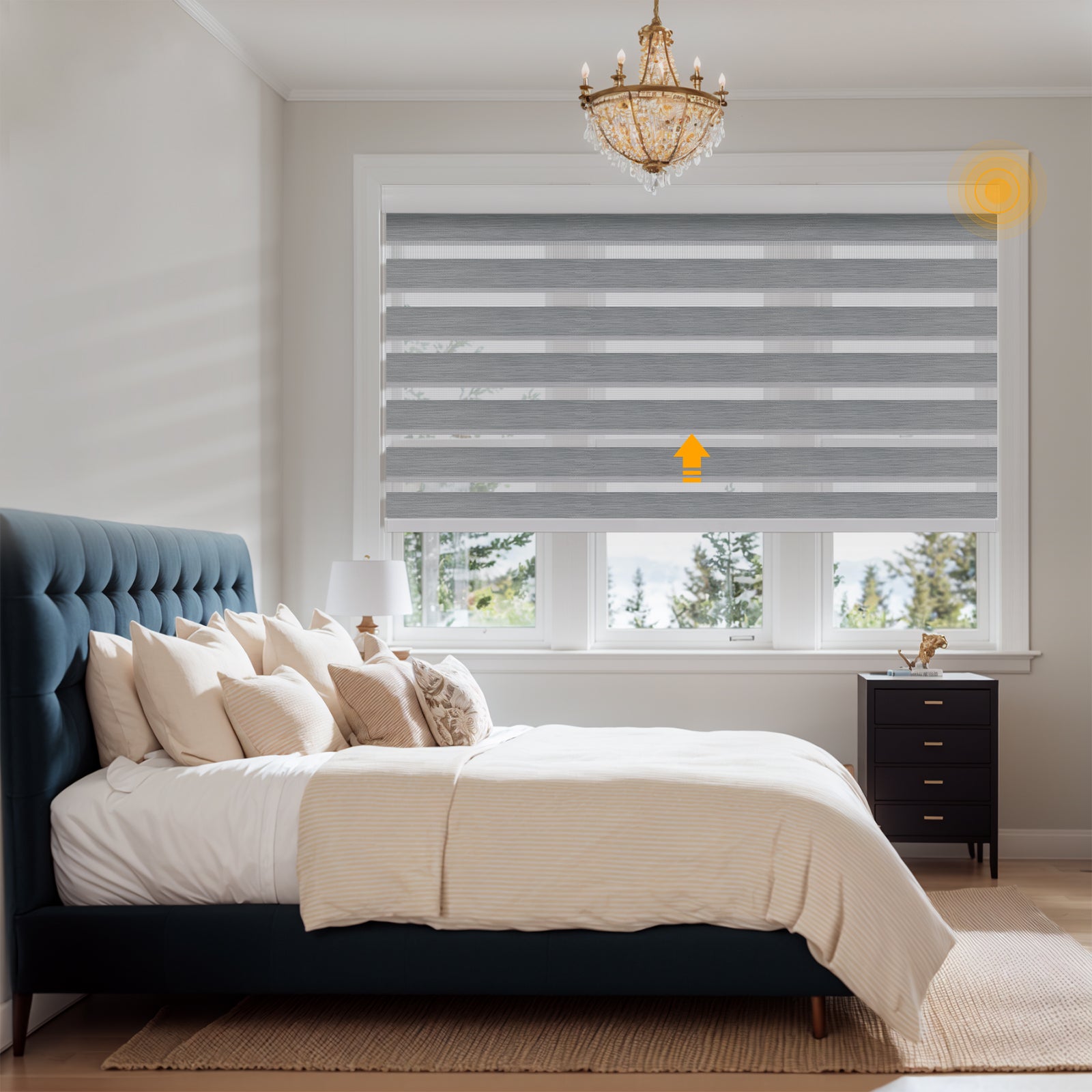 Keego Smart Motorised Zebra Shades with Wi-Fi Intelligent Sensor LightSteelBlue234-7626