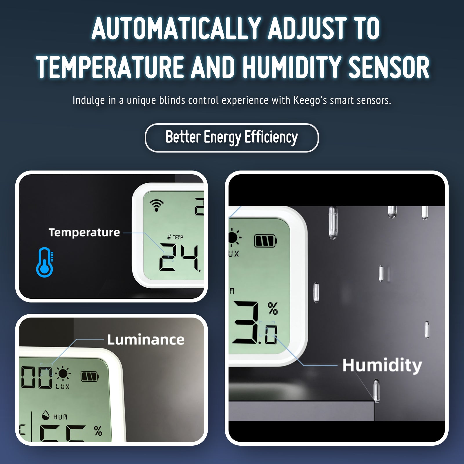 Indulge in a unique blinds control experience with Keego's smart sensors Silver202-7626