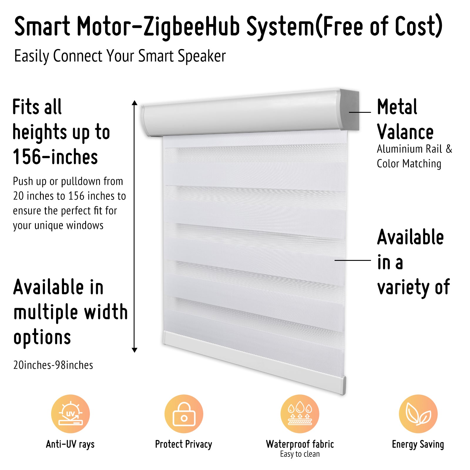 Keego Zebra Shades Easily Connect Your Smart Speaker White015-7626