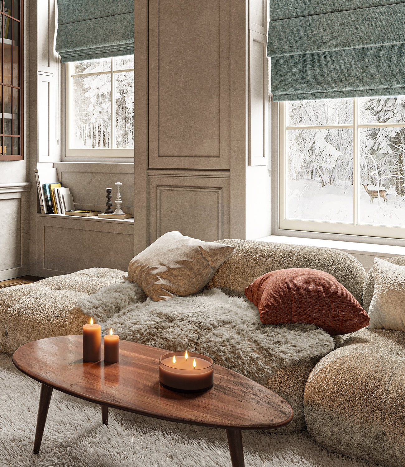 Large window with modern roller shades