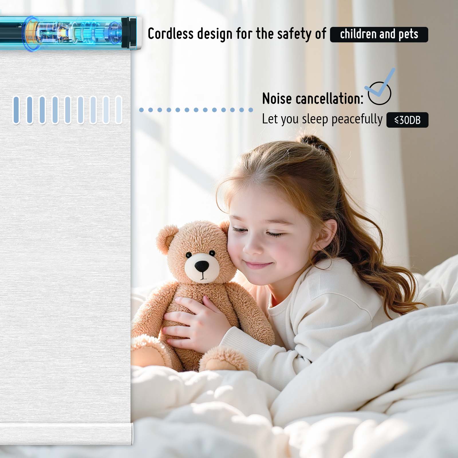 Keego MicroDim electric roller blinds children and pets White-21-5747