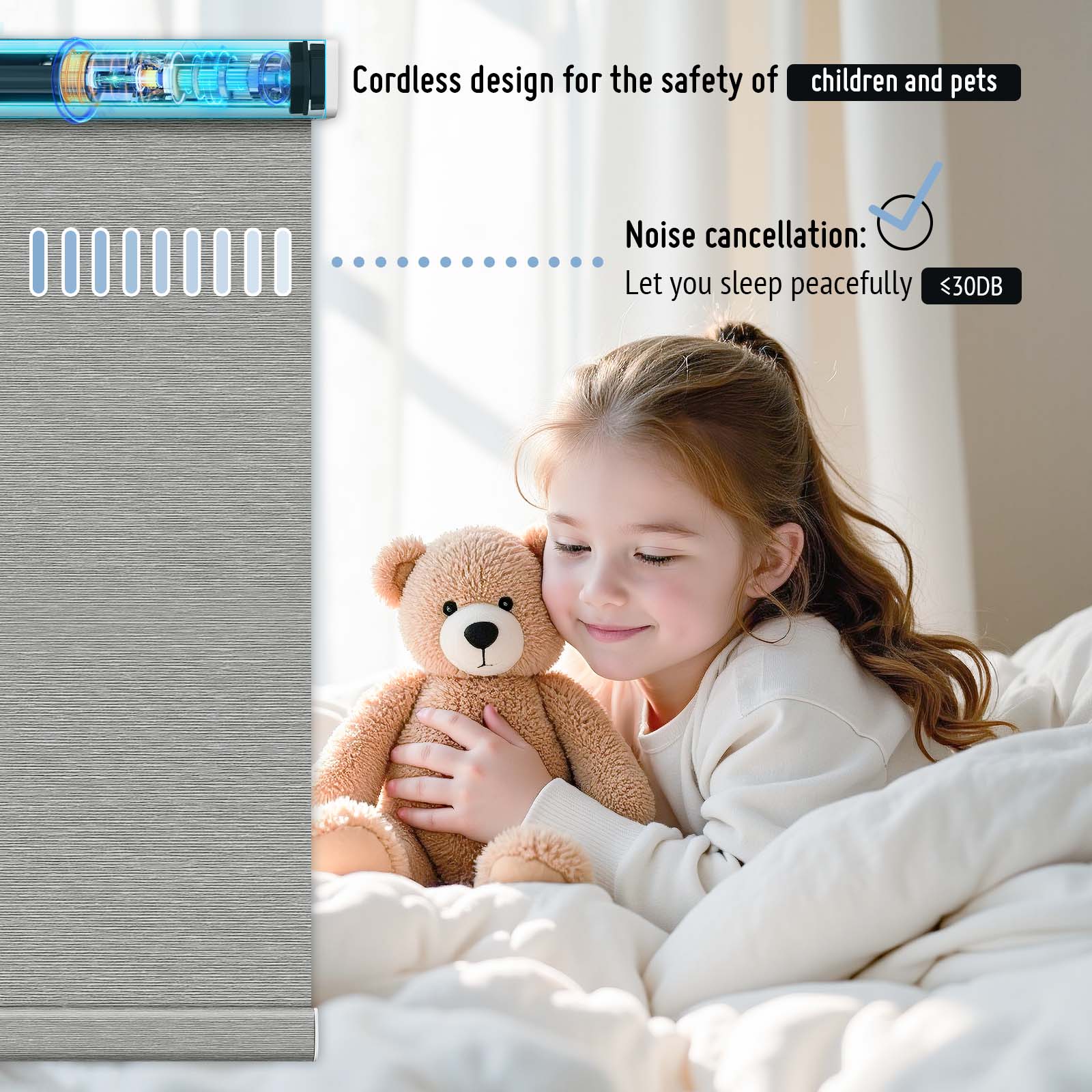 Keego MicroDim electric roller blinds children and pets Grey-23-5747