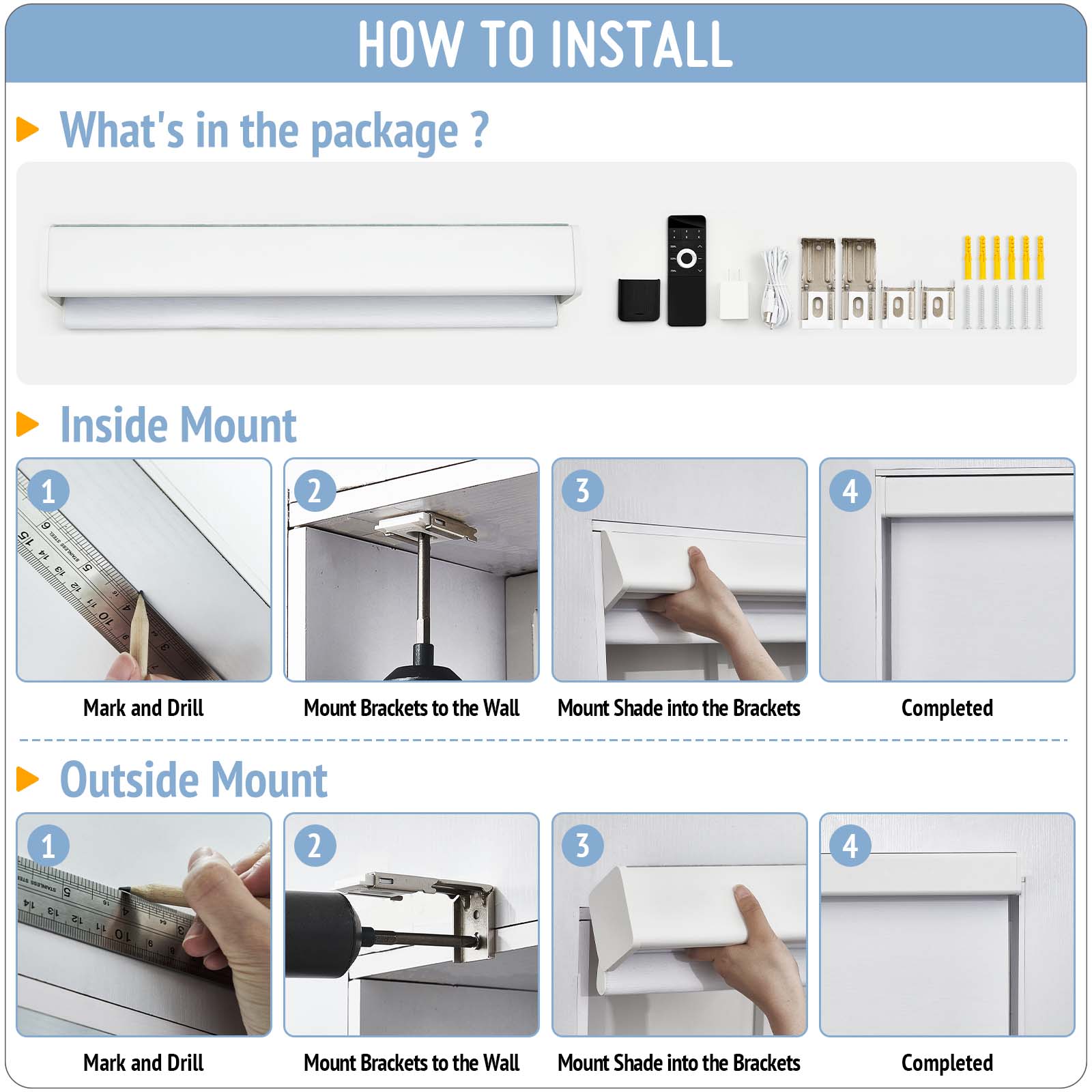 Keego MicroDim electric roller blinds HOW TO INSTALL White-41-5747
