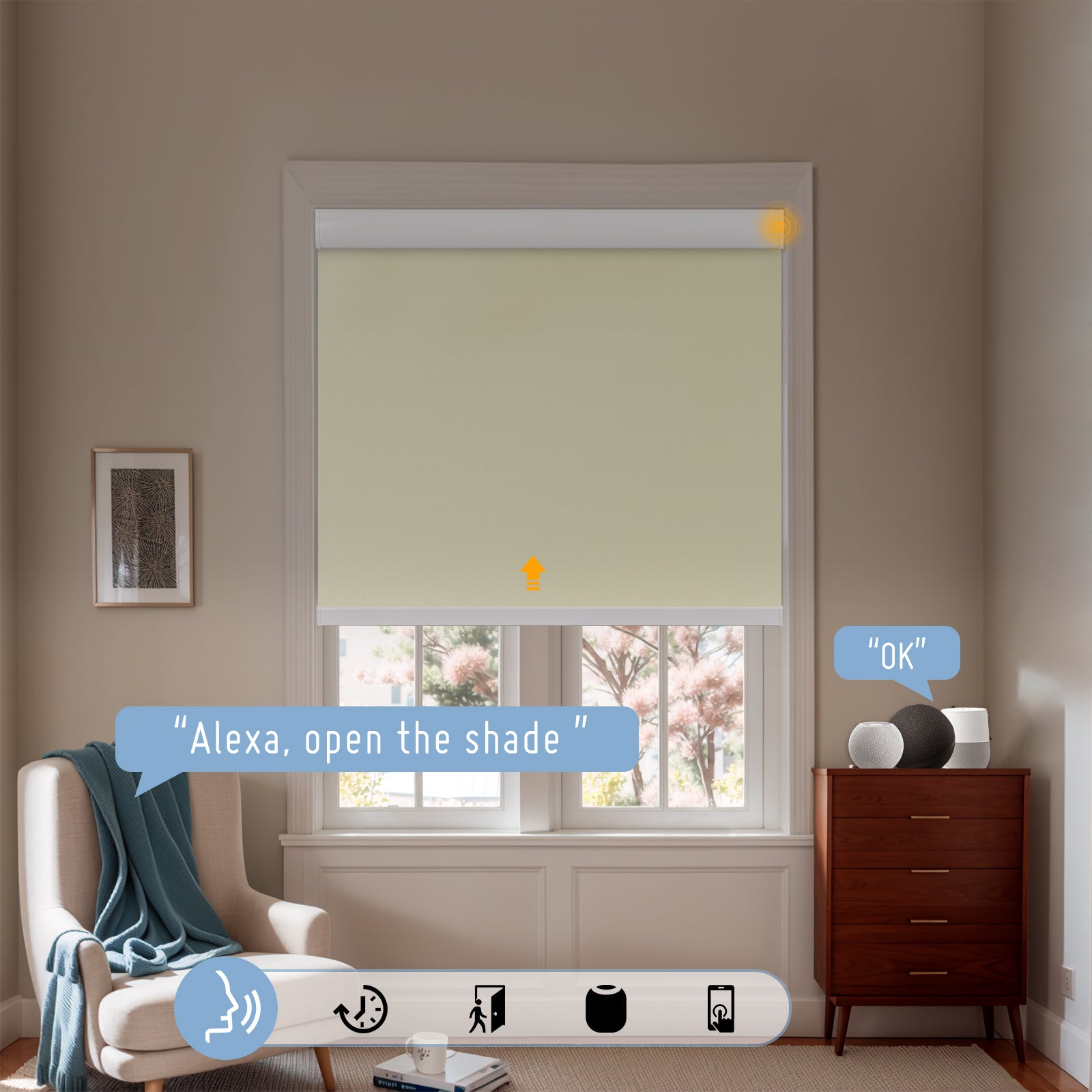 Keego Smart Motorised Roller Shades OldLace-030825517