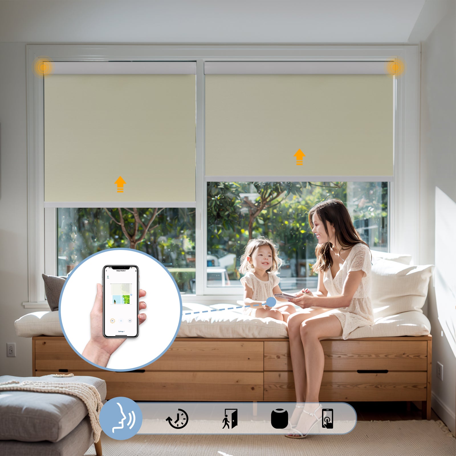 Keego Roller Shades APP CONTROL Timing Control OldLace-030825517