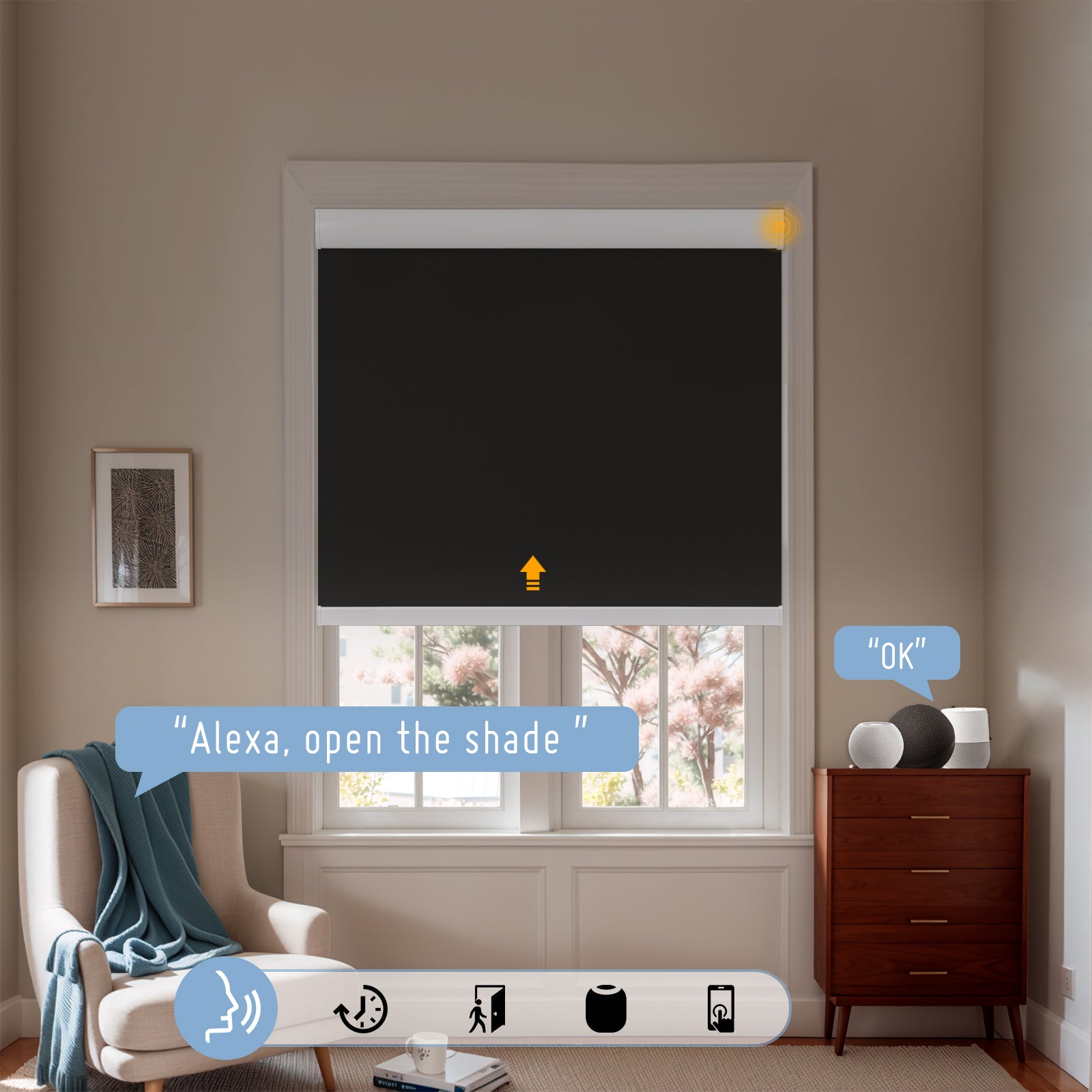 Keego Smart Motorized Roller Shades with Wi-Fi Intelligent Sensor