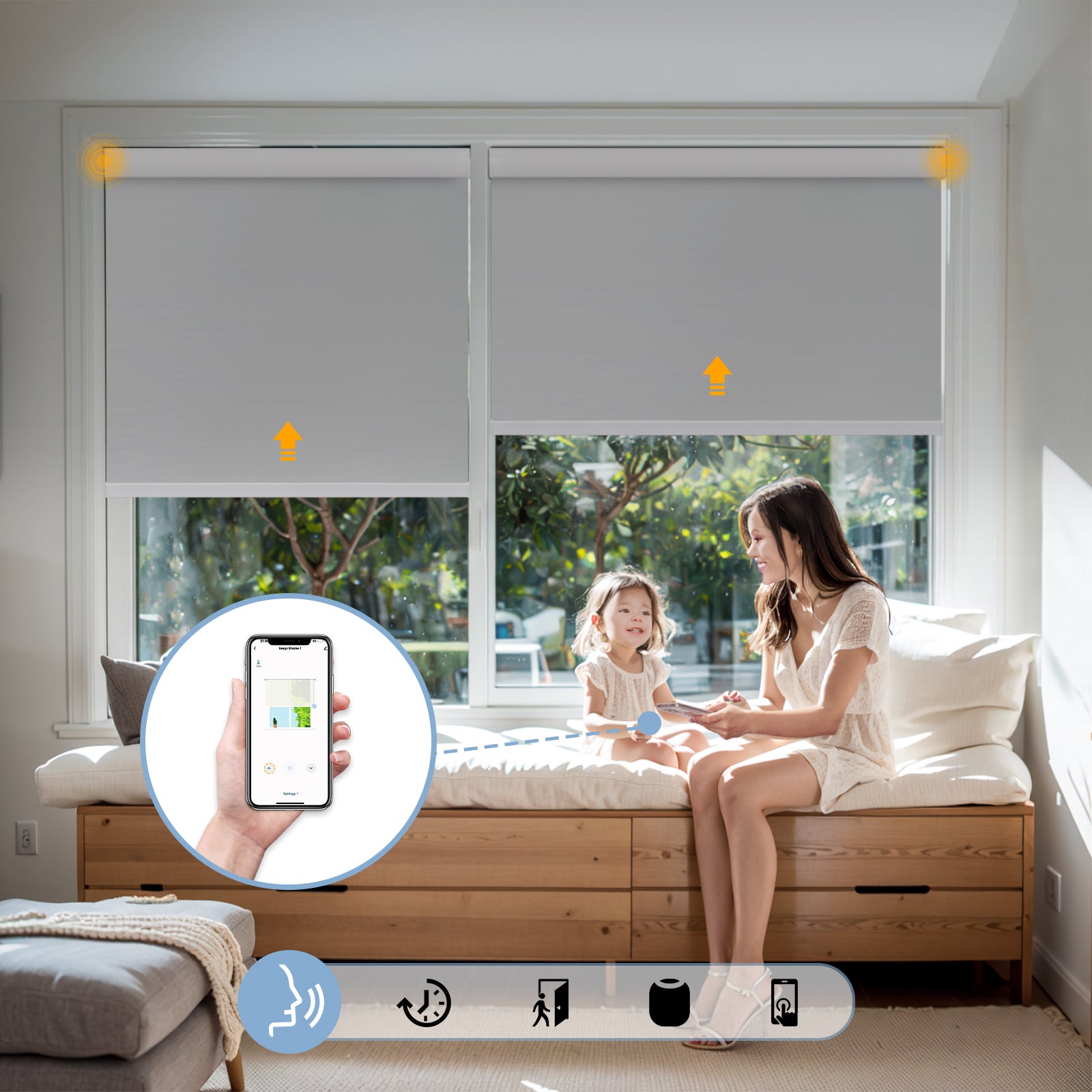 Keego Roller Shades APP CONTROL Timing Control Silver-030835517