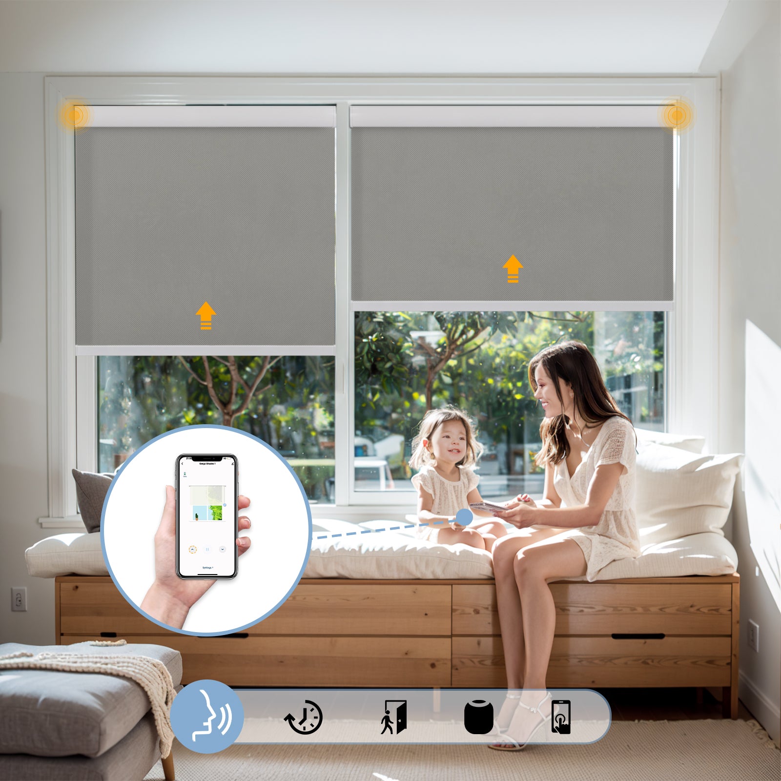 Keego Roller Shades APP CONTROL Timing Control Silver-023435517
