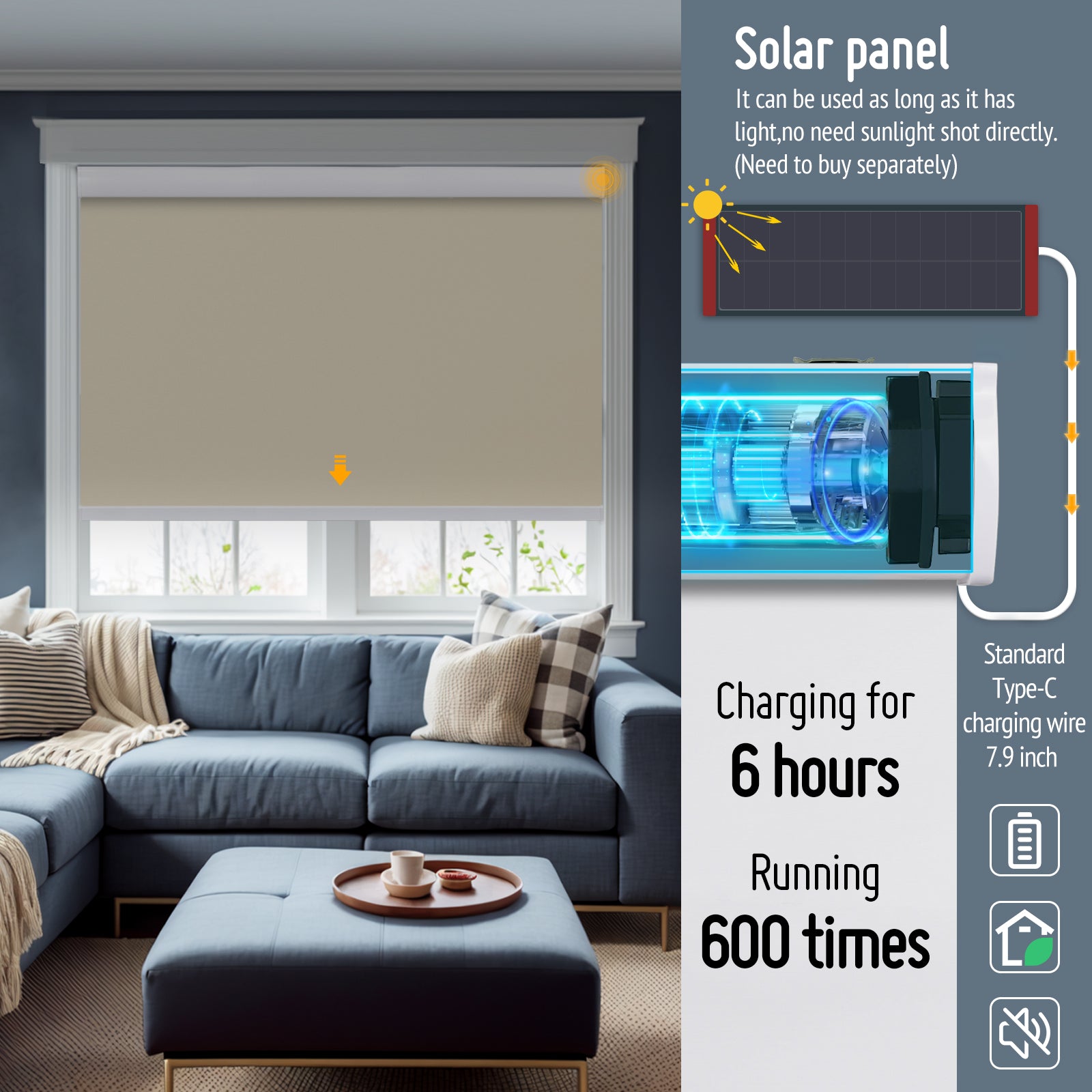 Keego Roller Shades with Wi-Fi Intelligent Sensor AntiqueWhite-030545517