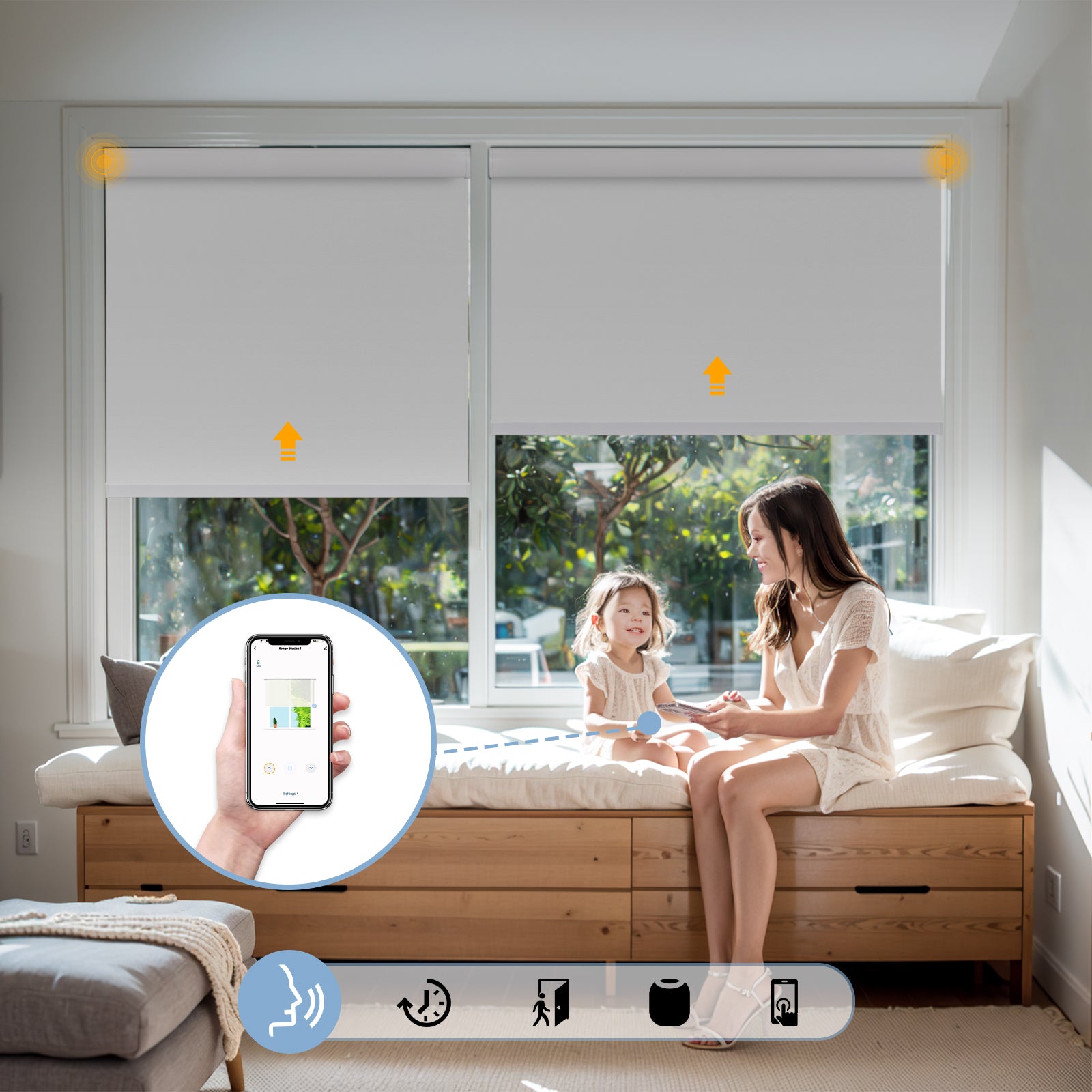 Keego Roller Shades APP CONTROL Timing Control White-030815517