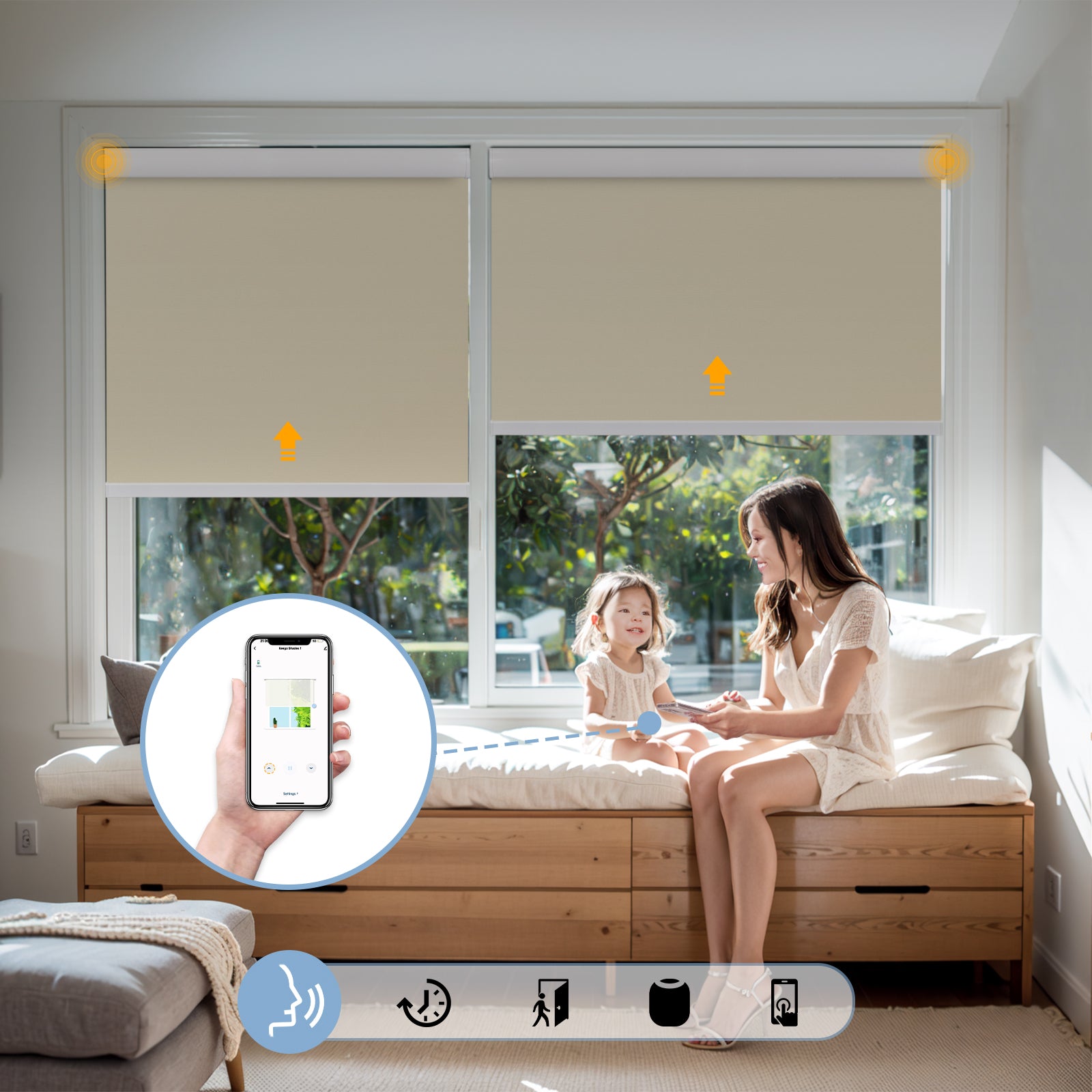 Keego Roller Shades APP CONTROL Timing Control AntiqueWhite-030545517