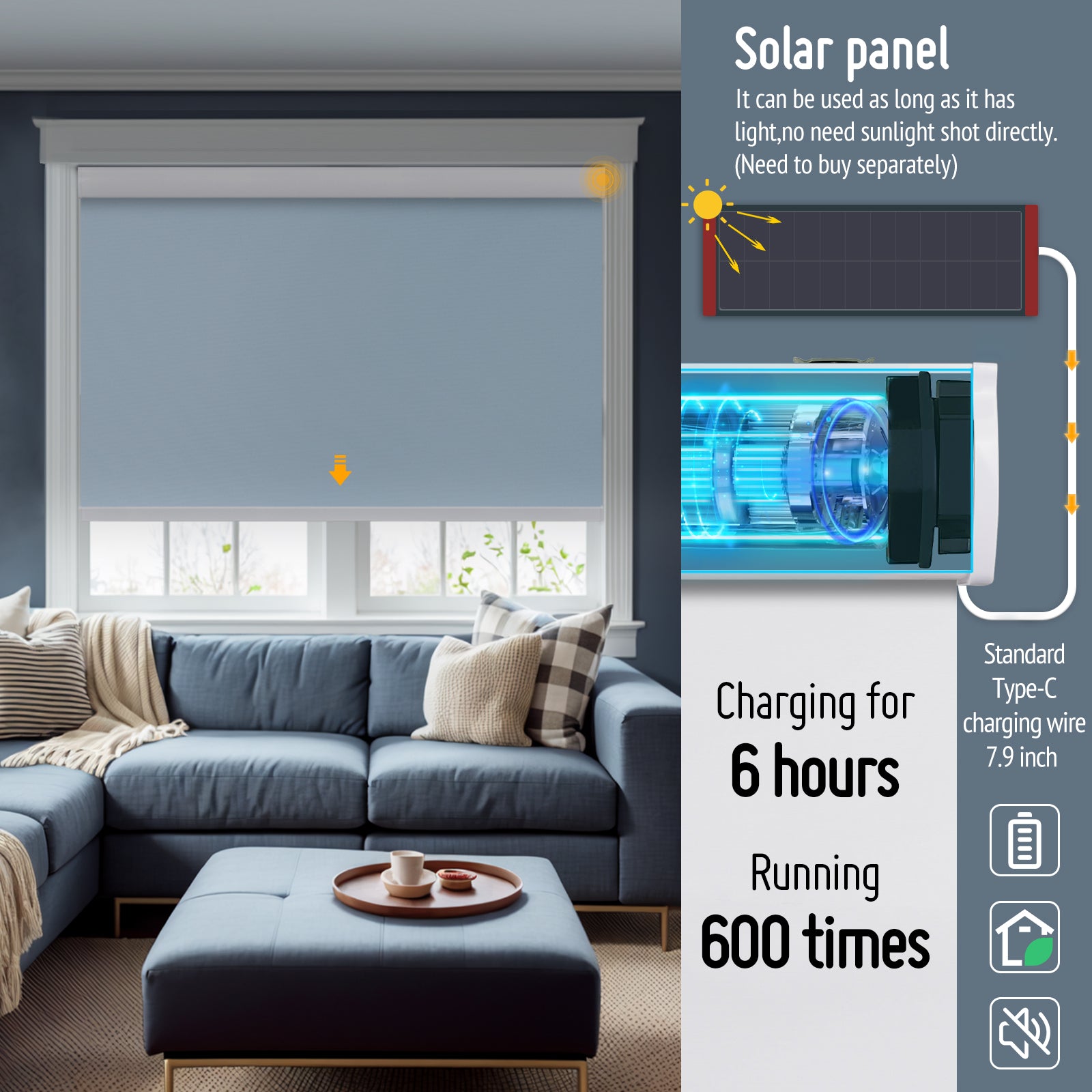 Keego Roller Shades with Wi-Fi Intelligent Sensor LightBlue-030845517
