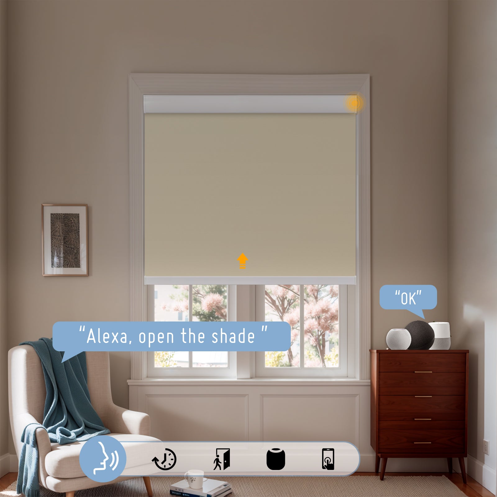 Keego Smart Motorised Roller Shades AntiqueWhite-030545517
