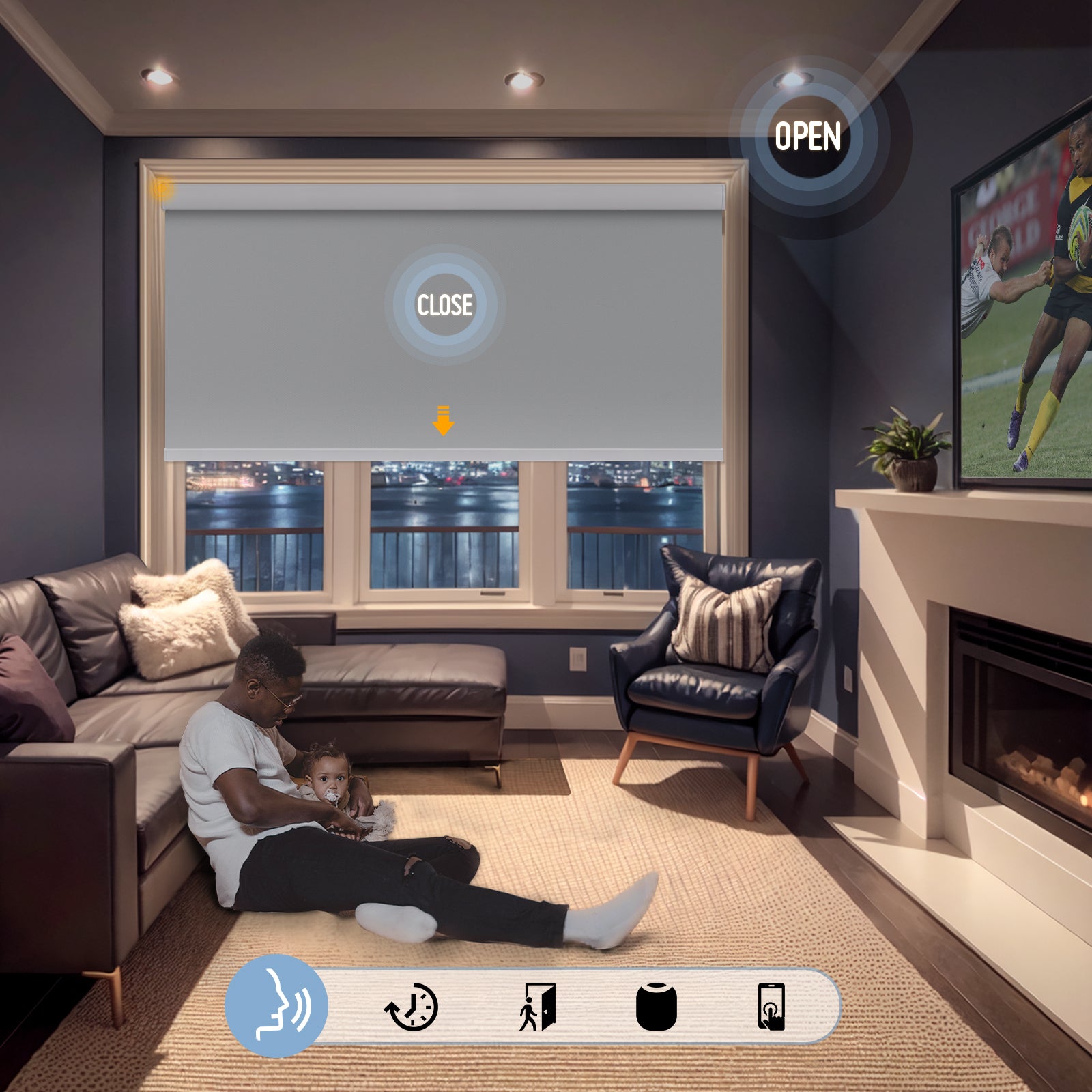 Keego Smart Motorised Roller Shades with Wi-Fi Intelligent Sensor Silver-030835517