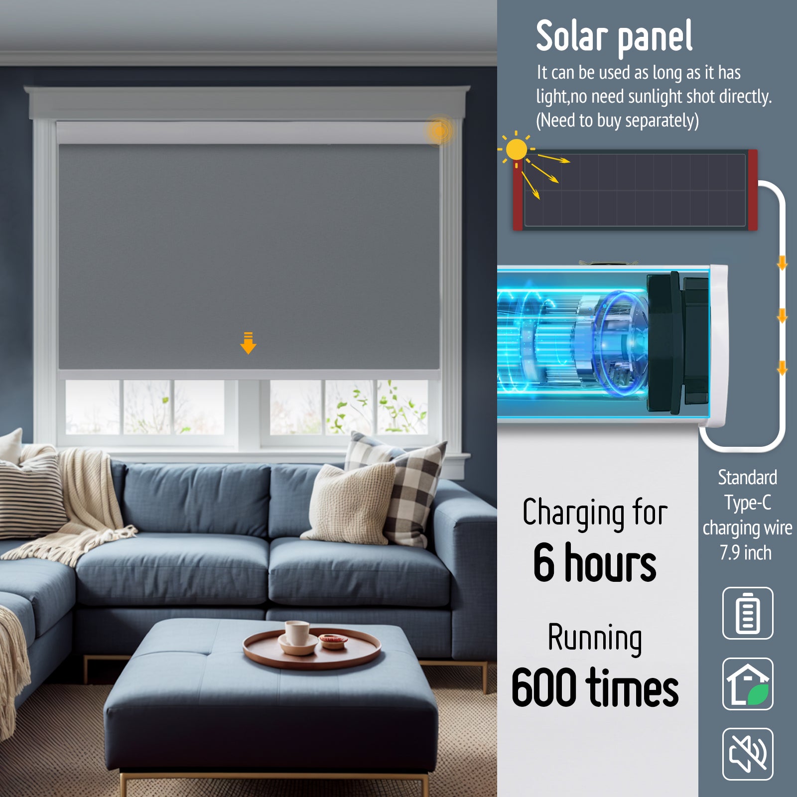 Keego Roller Shades with Wi-Fi Intelligent Sensor DimGray-030535517