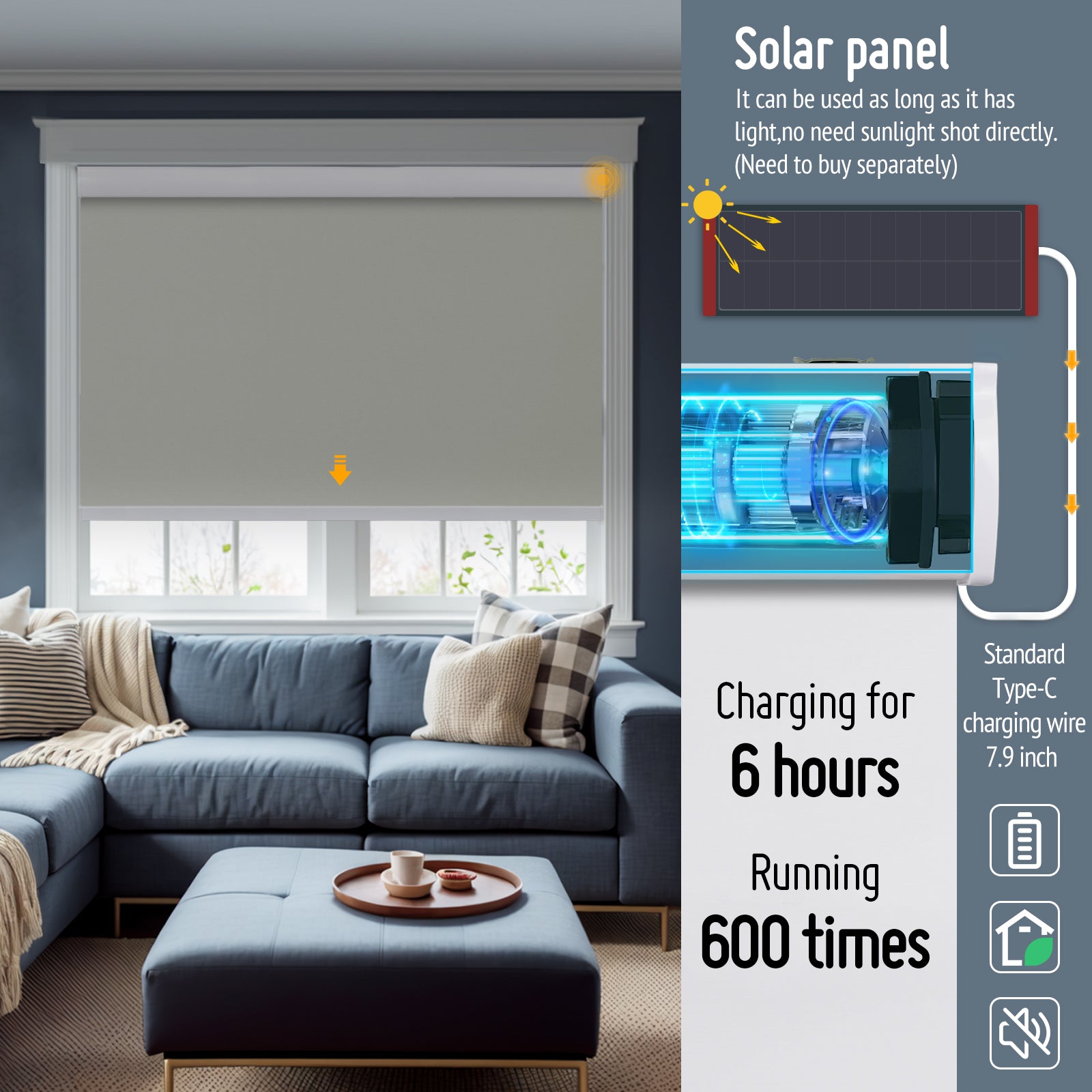 Keego Roller Shades with Wi-Fi Intelligent Sensor Tan-030525517