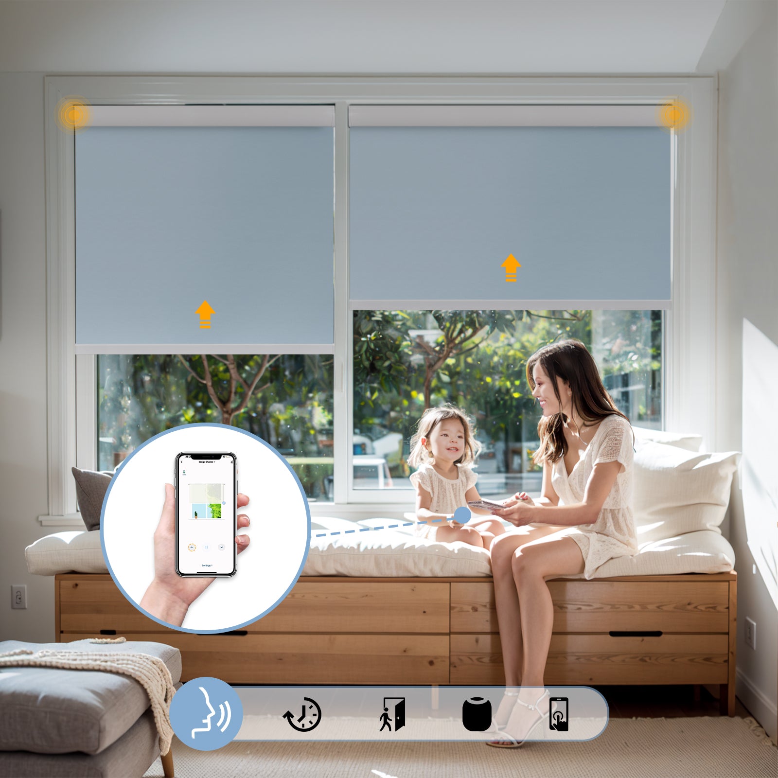 Keego Roller Shades APP CONTROL Timing Control LightBlue-030845517