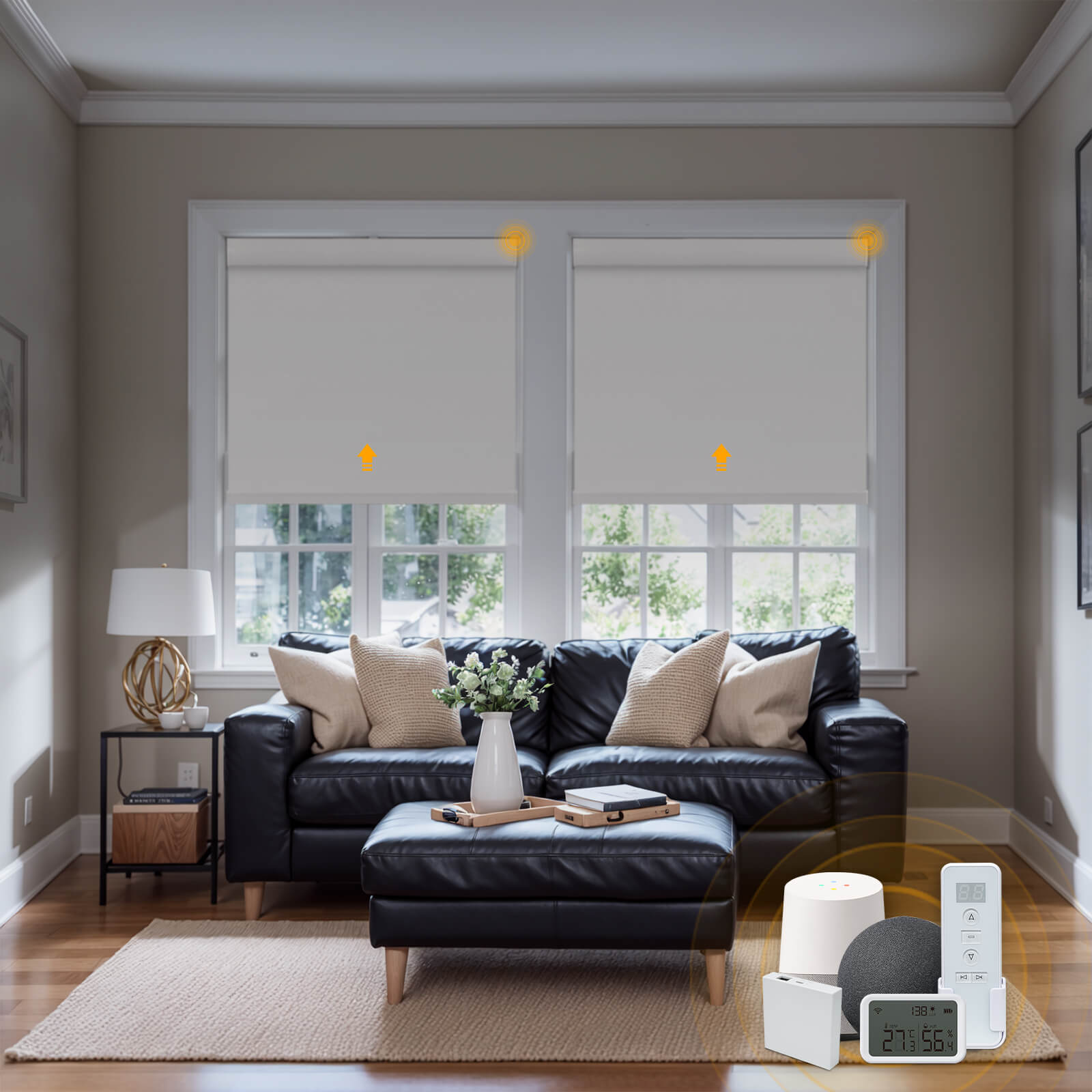 Keego Smart Motorised Roller Shades with Wi-Fi Intelligent Sensor WhiteSmoke-030515517