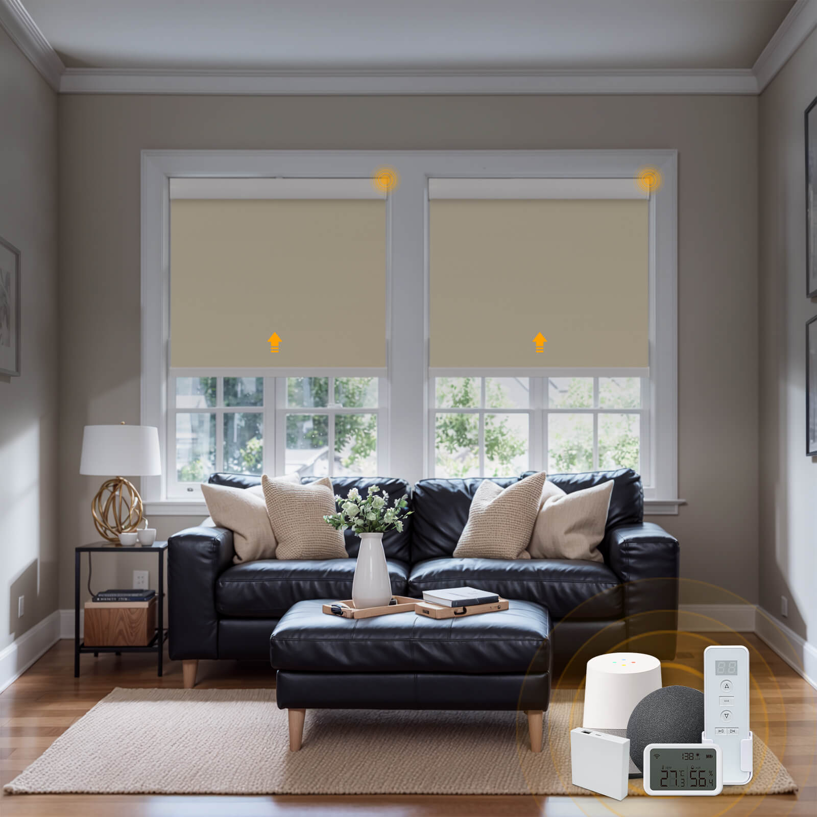 Keego Smart Roller Shades with Wi-Fi Intelligent Sensor AntiqueWhite-030545517