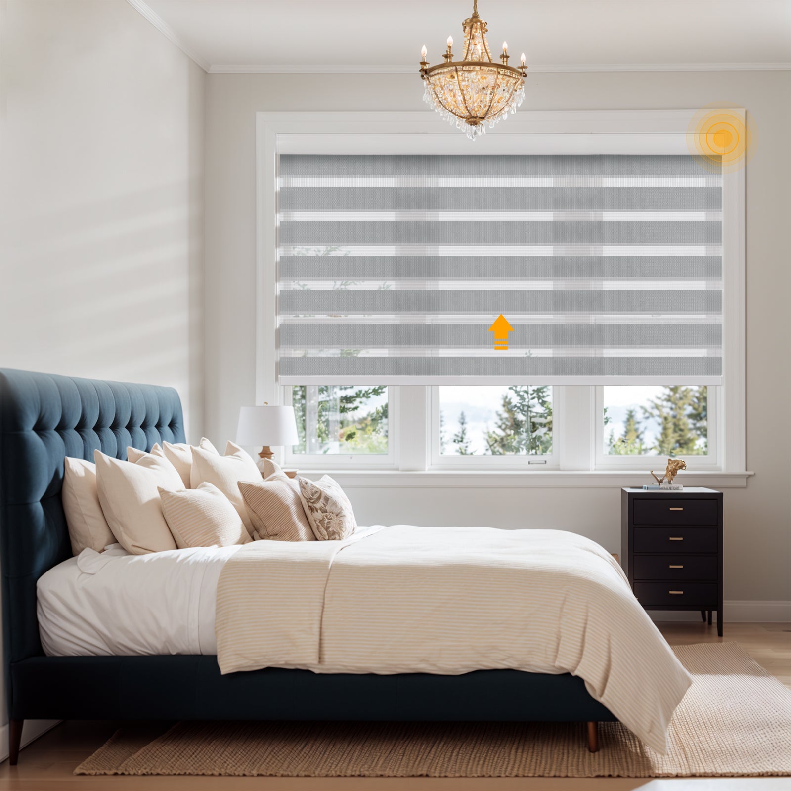 Keego Smart Motorised Zebra Shades with Wi-Fi Intelligent Sensor Silver202-7626