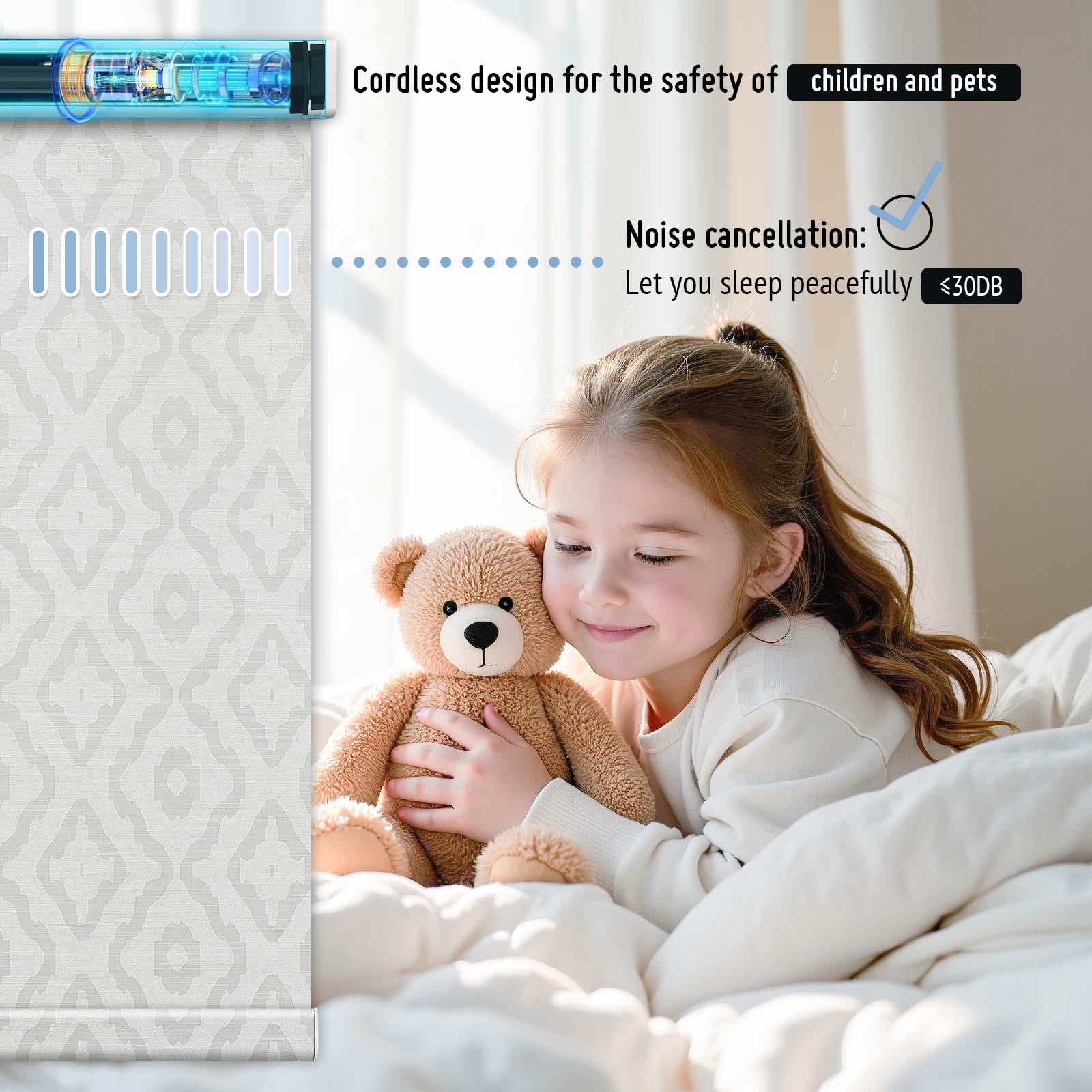 Keego MicroDim electric roller blinds children and pets Ripple-71-5747