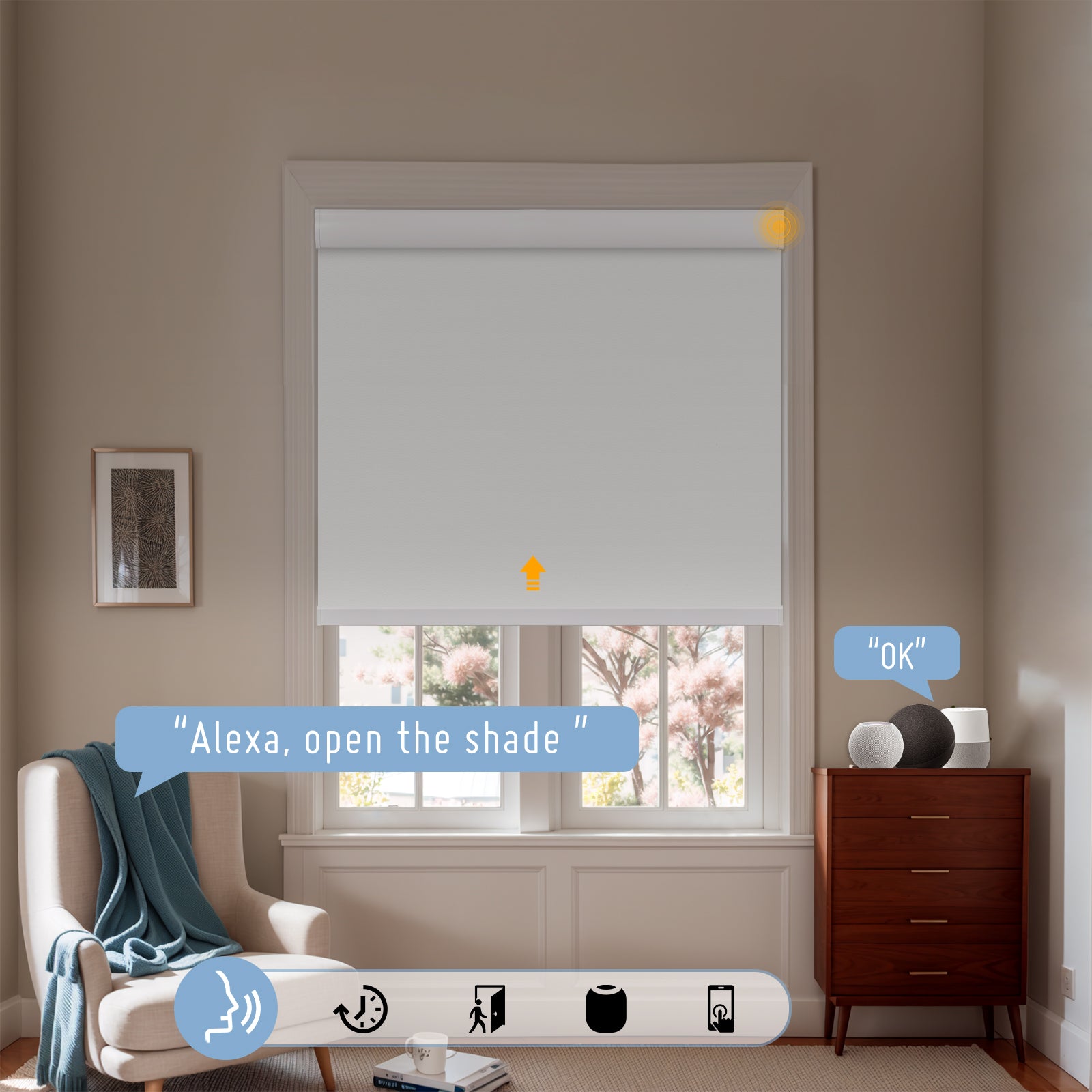 Keego Smart Motorised Roller Shades White-030815517