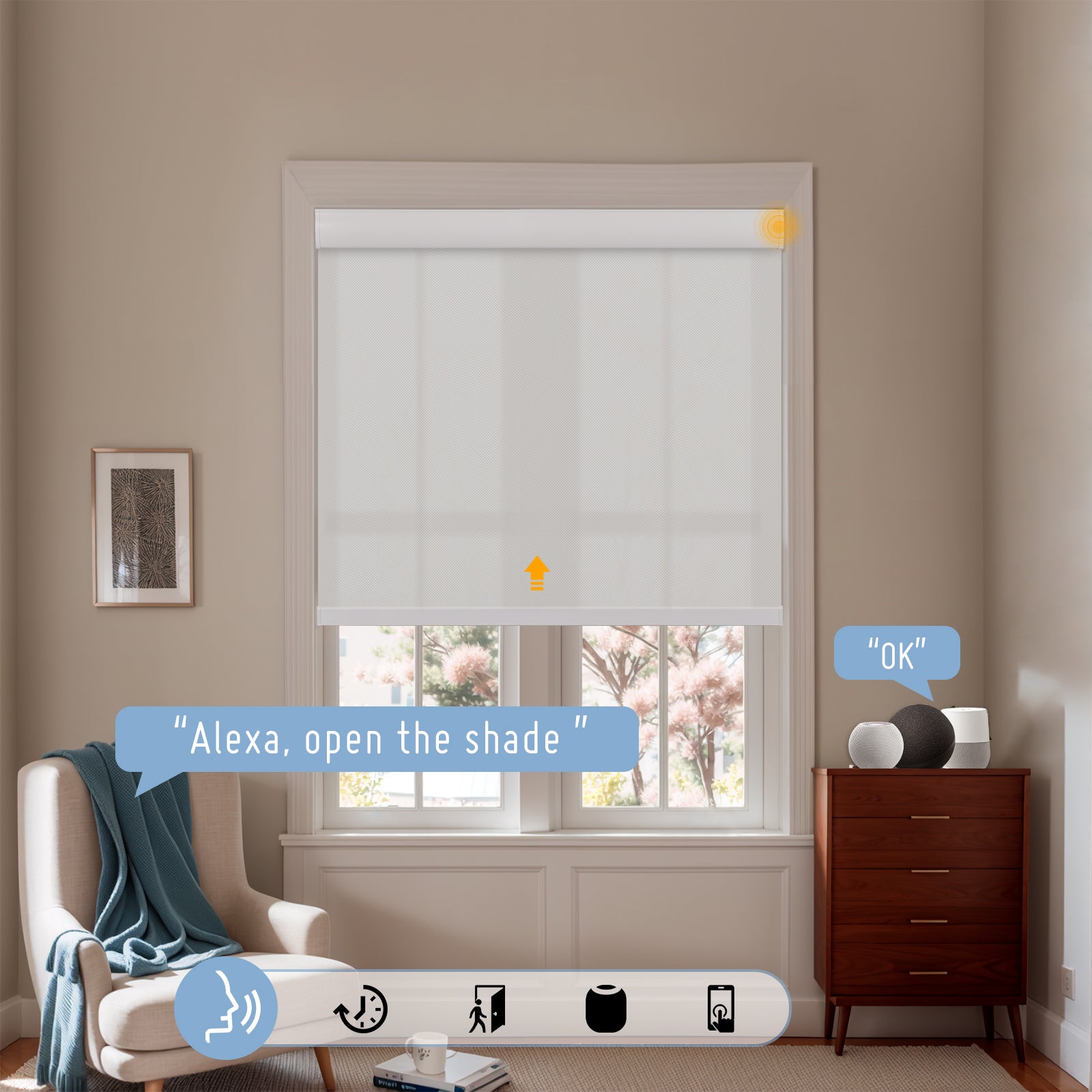 Keego Smart Motorised Roller Shades White-023415517