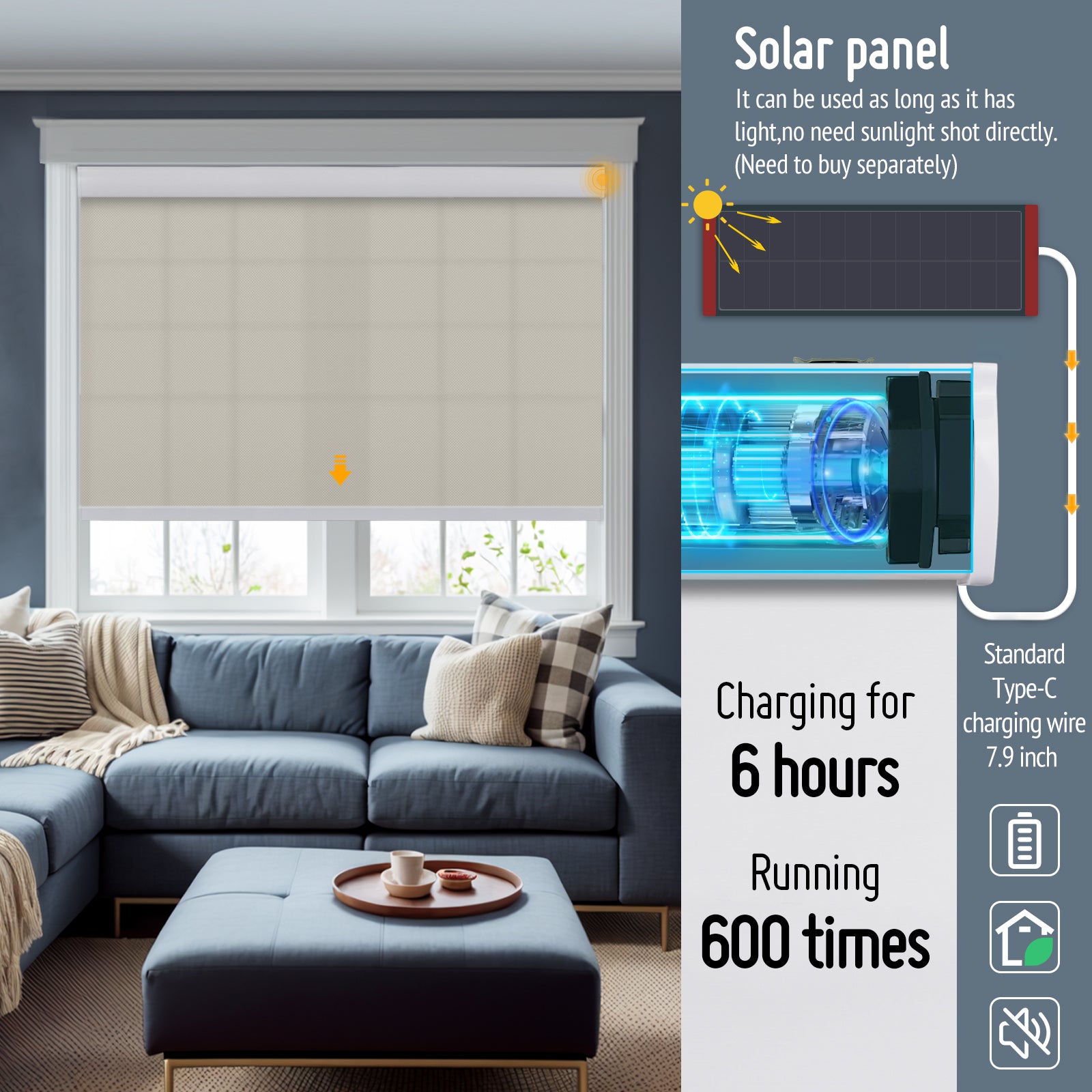 Keego Roller Shades with Wi-Fi Intelligent Sensor OldLace-023425517