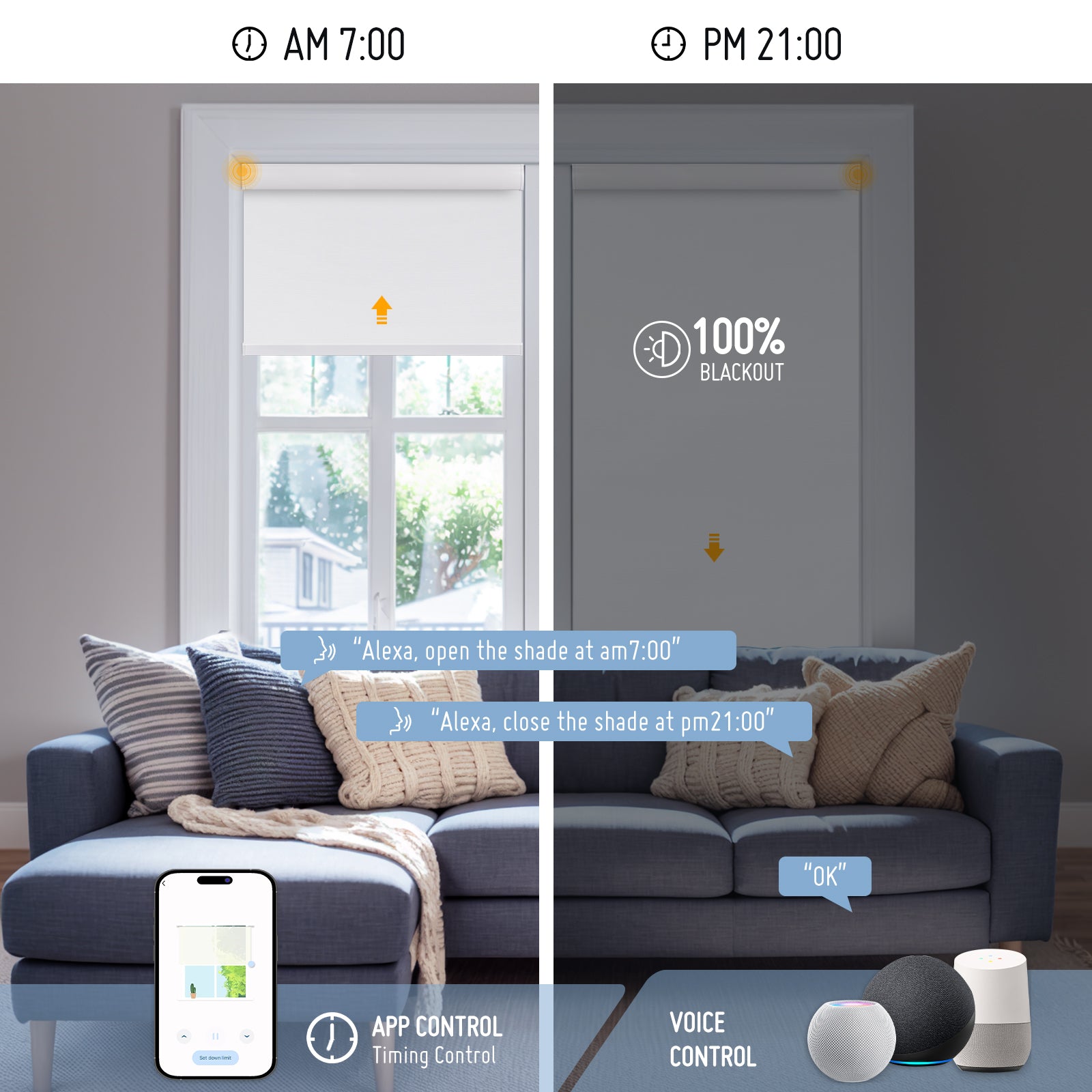 Keego Roller Shades APP CONTROL Timing Control WhiteSmoke-030515517