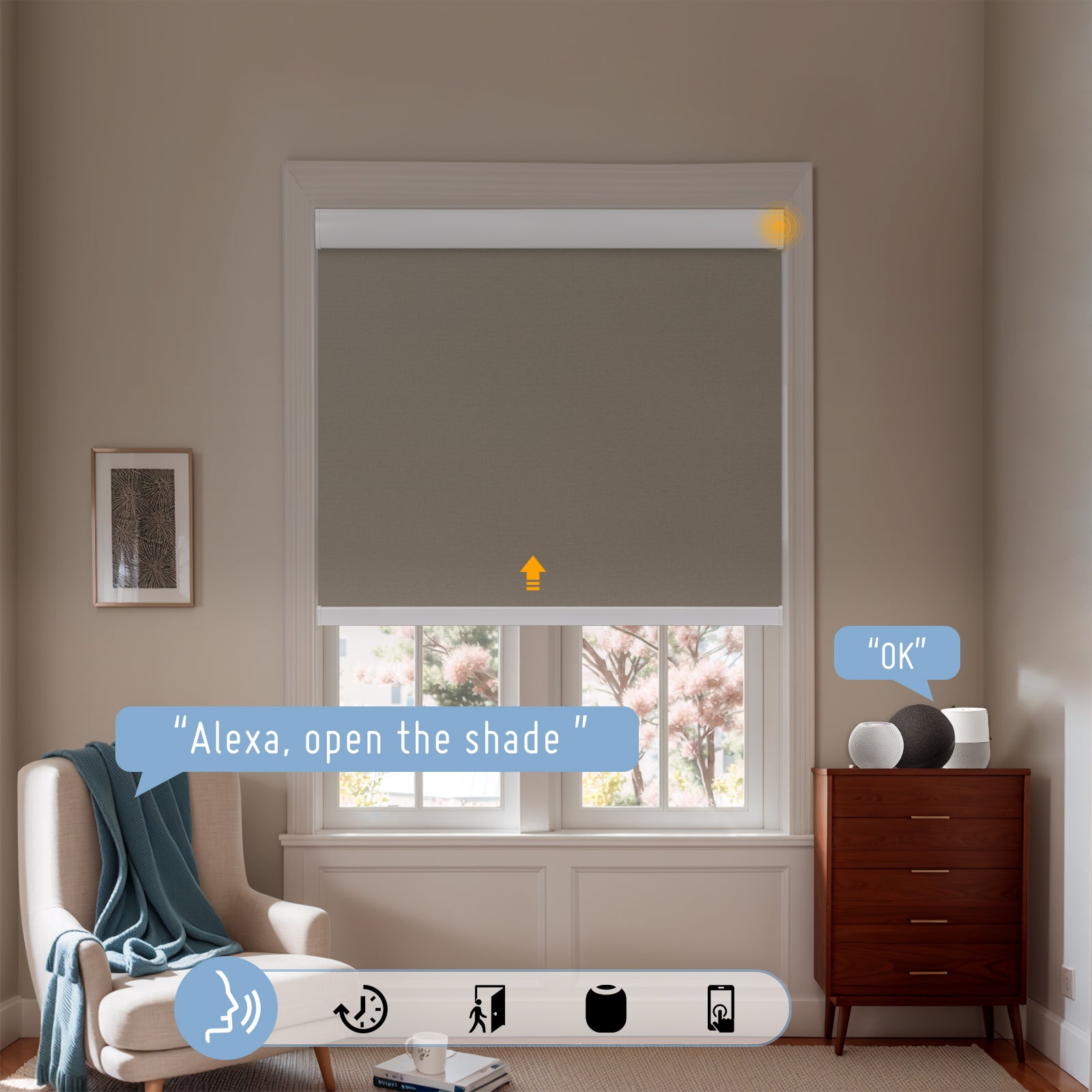 Keego Smart Motorised Roller Shades Gray-030555517