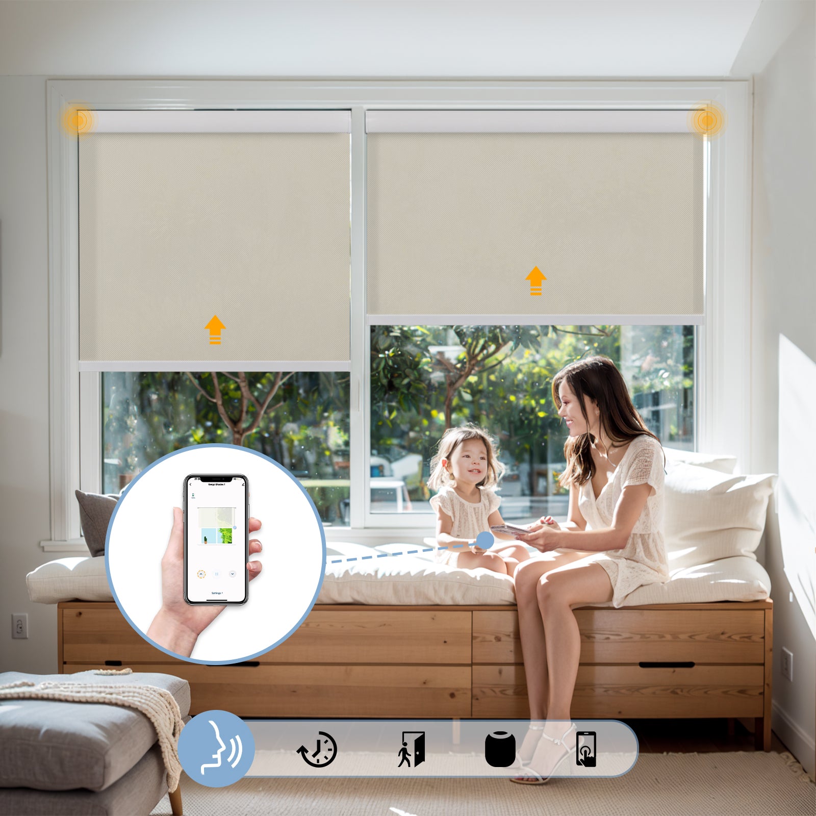Keego Roller Shades APP CONTROL Timing Control OldLace-023425517