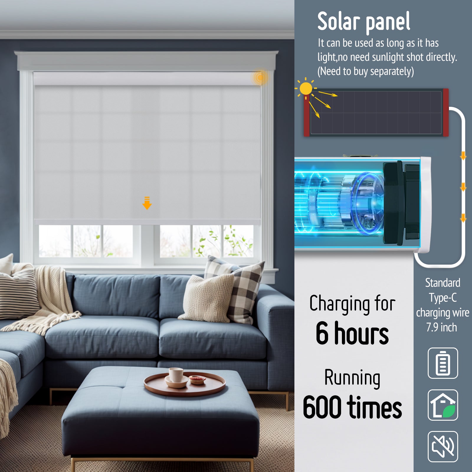Keego Roller Shades with Wi-Fi Intelligent Sensor White-023415517