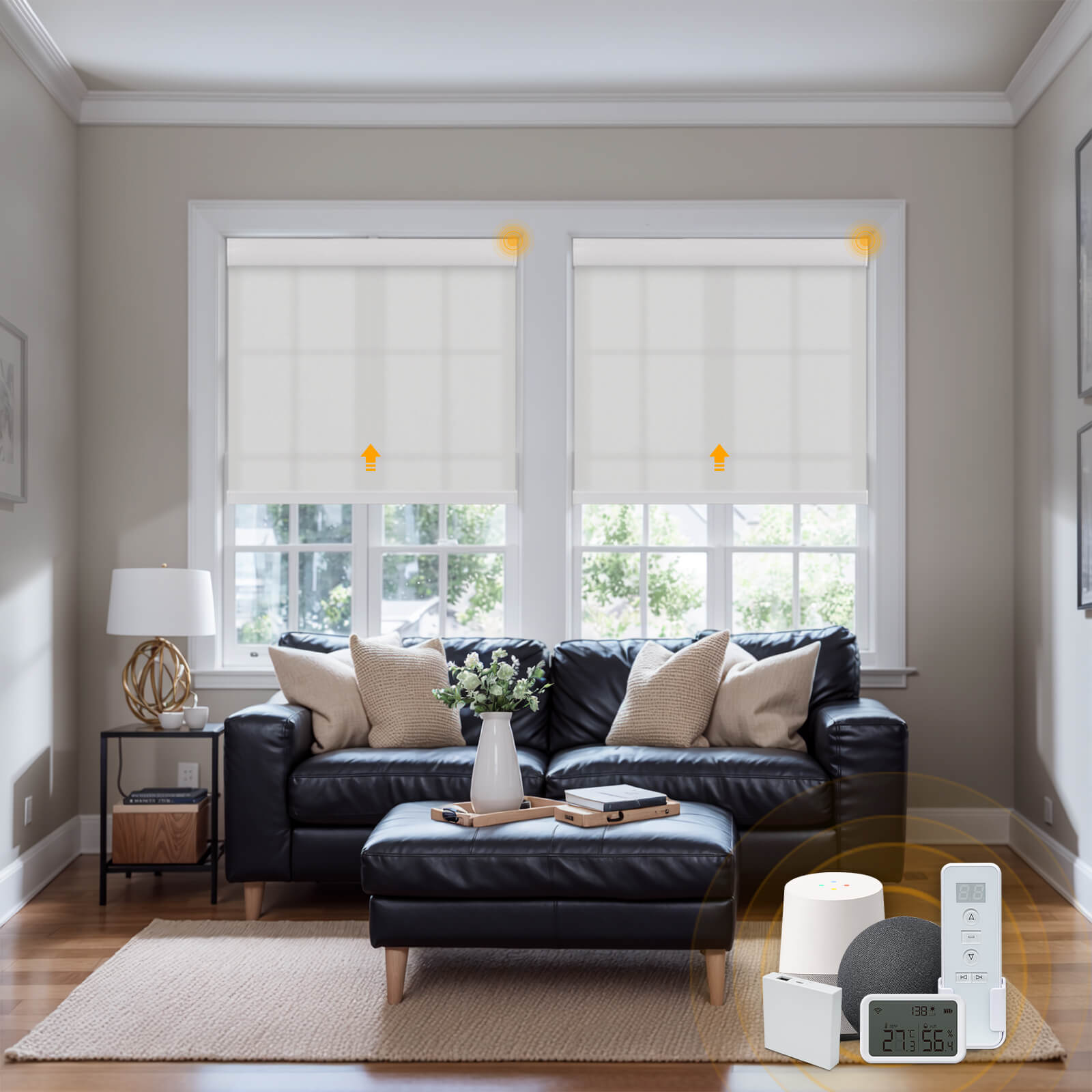 Keego Smart Roller Shades with Wi-Fi Intelligent Sensor White-023415517