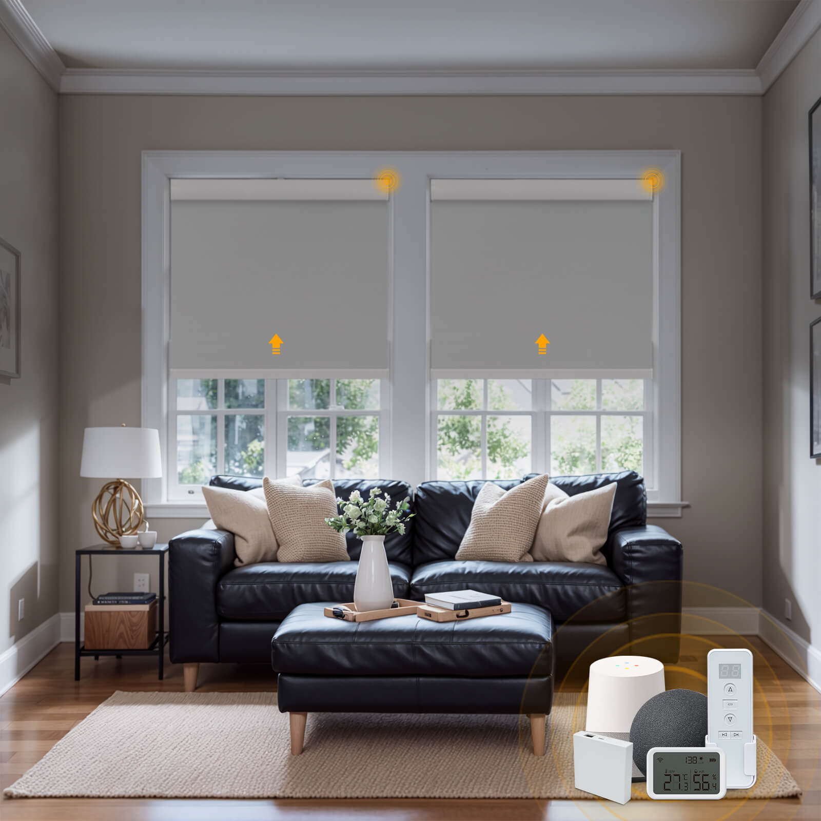 Keego Smart Roller Shades with Wi-Fi Intelligent Sensor Silver-030835517