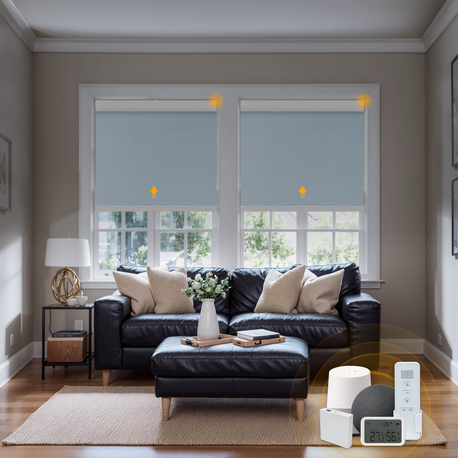 Keego Smart Roller Shades with Wi-Fi Intelligent Sensor LightBlue-030845517