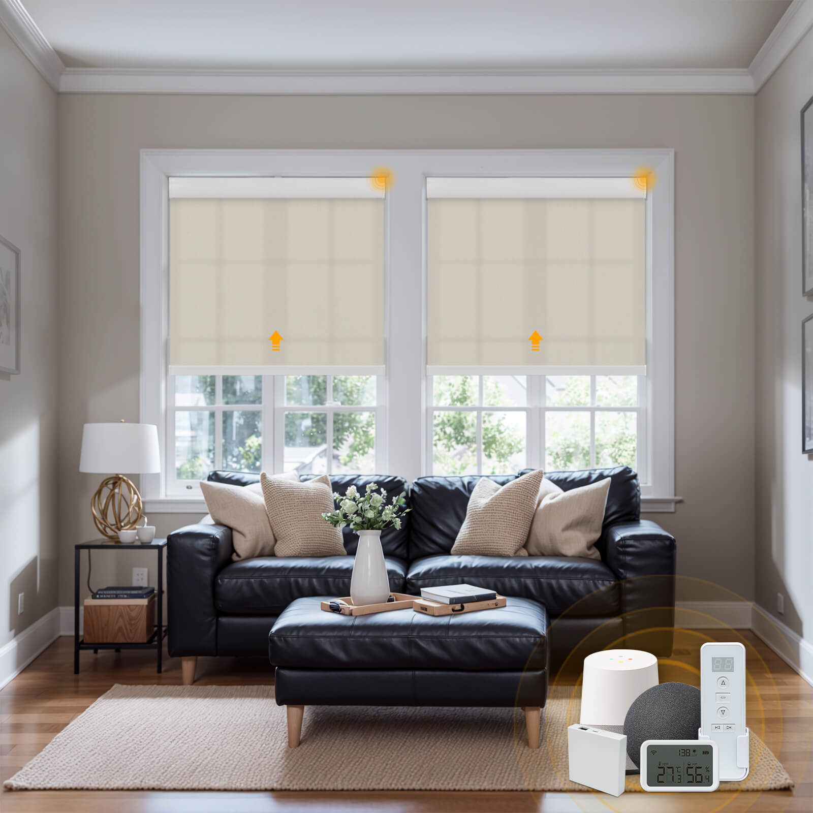 Keego Smart Roller Shades with Wi-Fi Intelligent Sensor OldLace-023425517