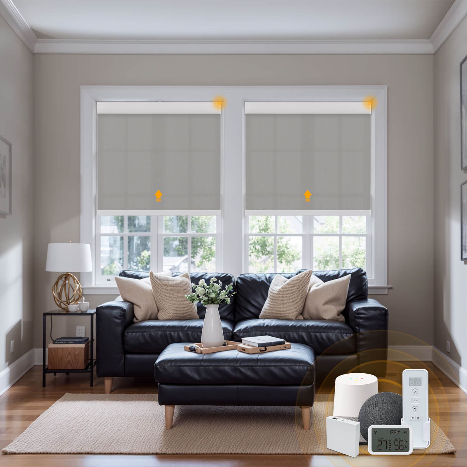 Keego Smart Roller Shades with Wi-Fi Intelligent Sensor Silver-023435517
