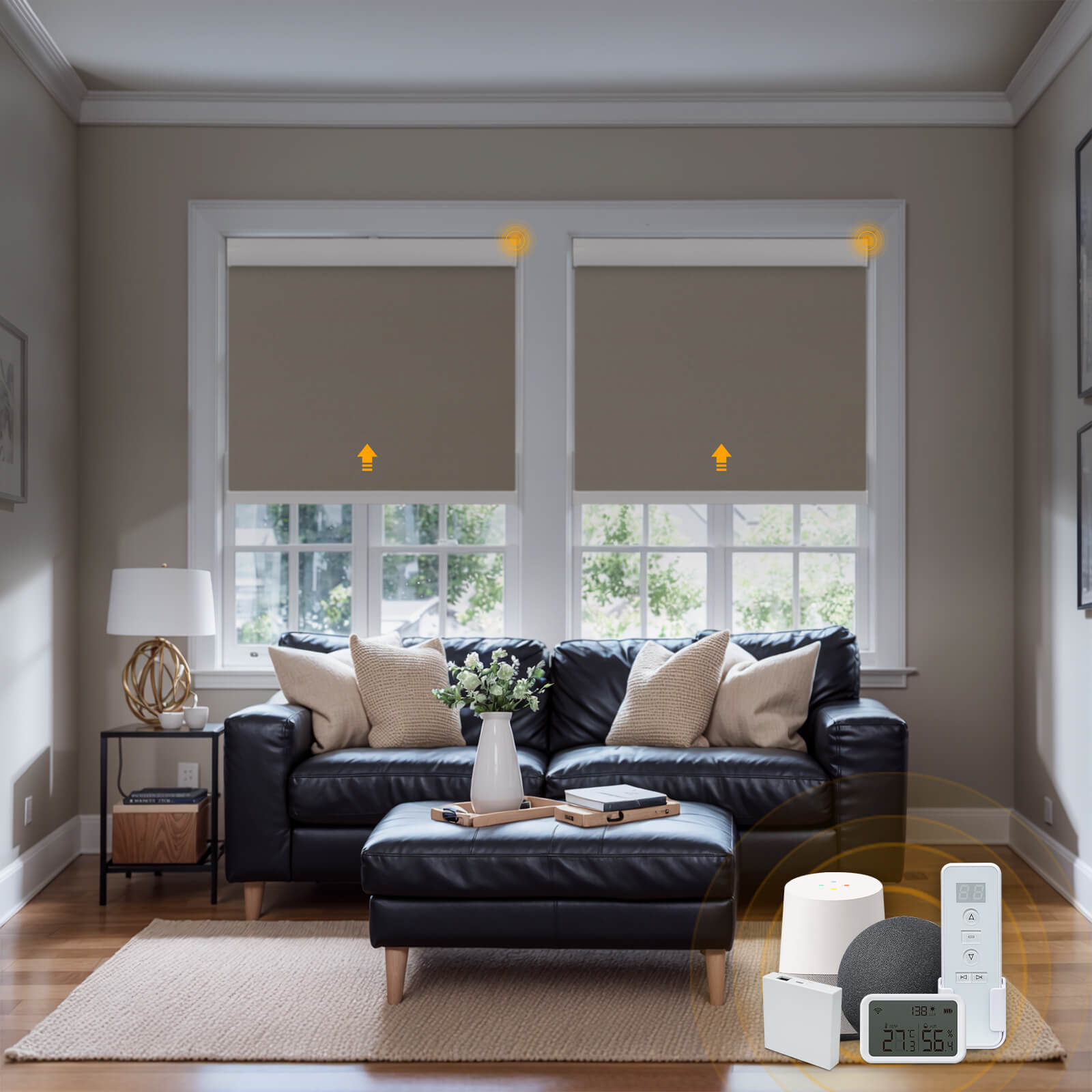 Keego Smart Roller Shades with Wi-Fi Intelligent Sensor Gray-030555517