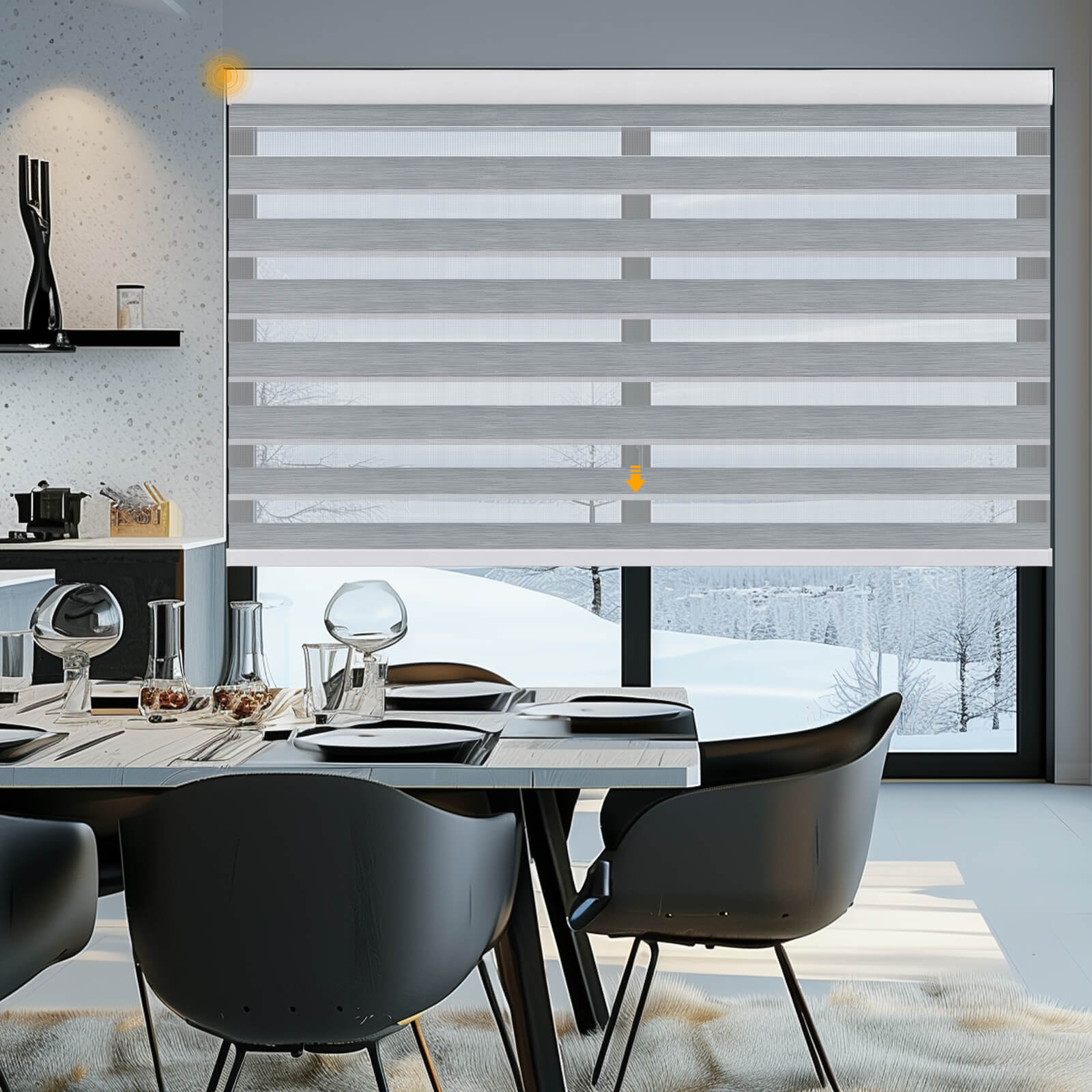 Keego Smart Motorised Zebra Shades with Wi-Fi Intelligent Sensor Silver202-7626